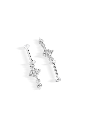 Floral Drop Helix Hanging Earrings