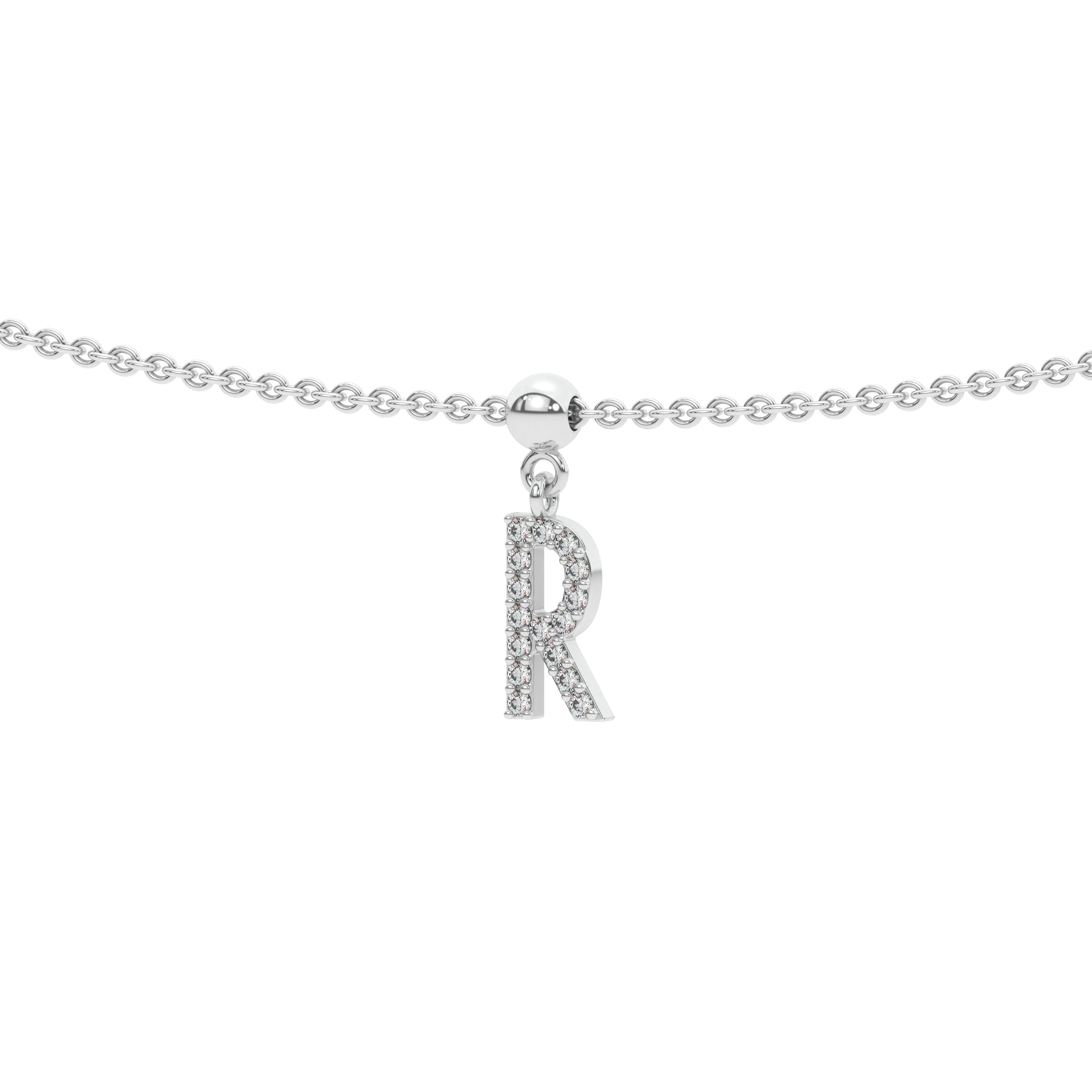 Letter "R" Bead Charm Necklace