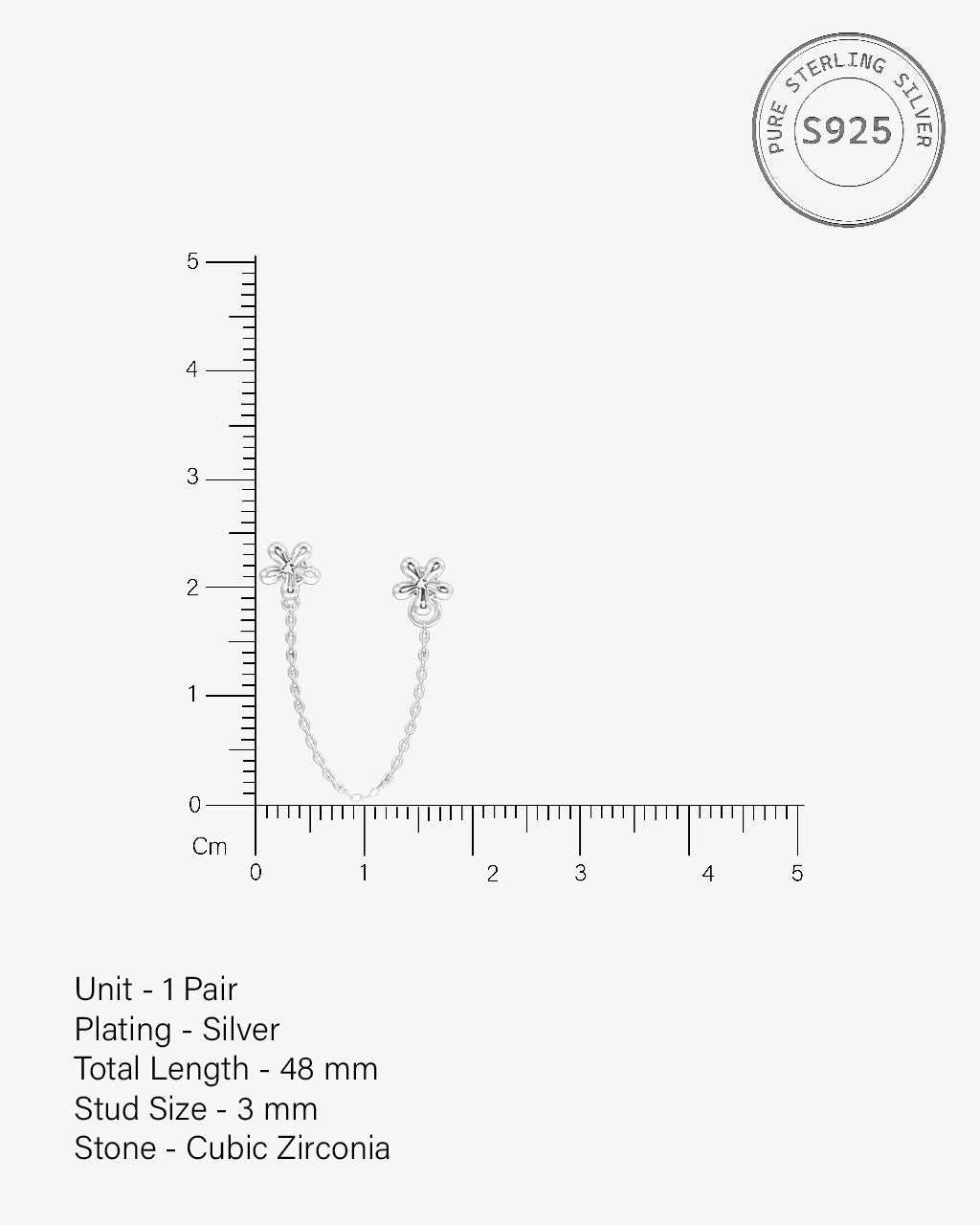 Dainty Flower Connector 3 In 1 Chain Earrings