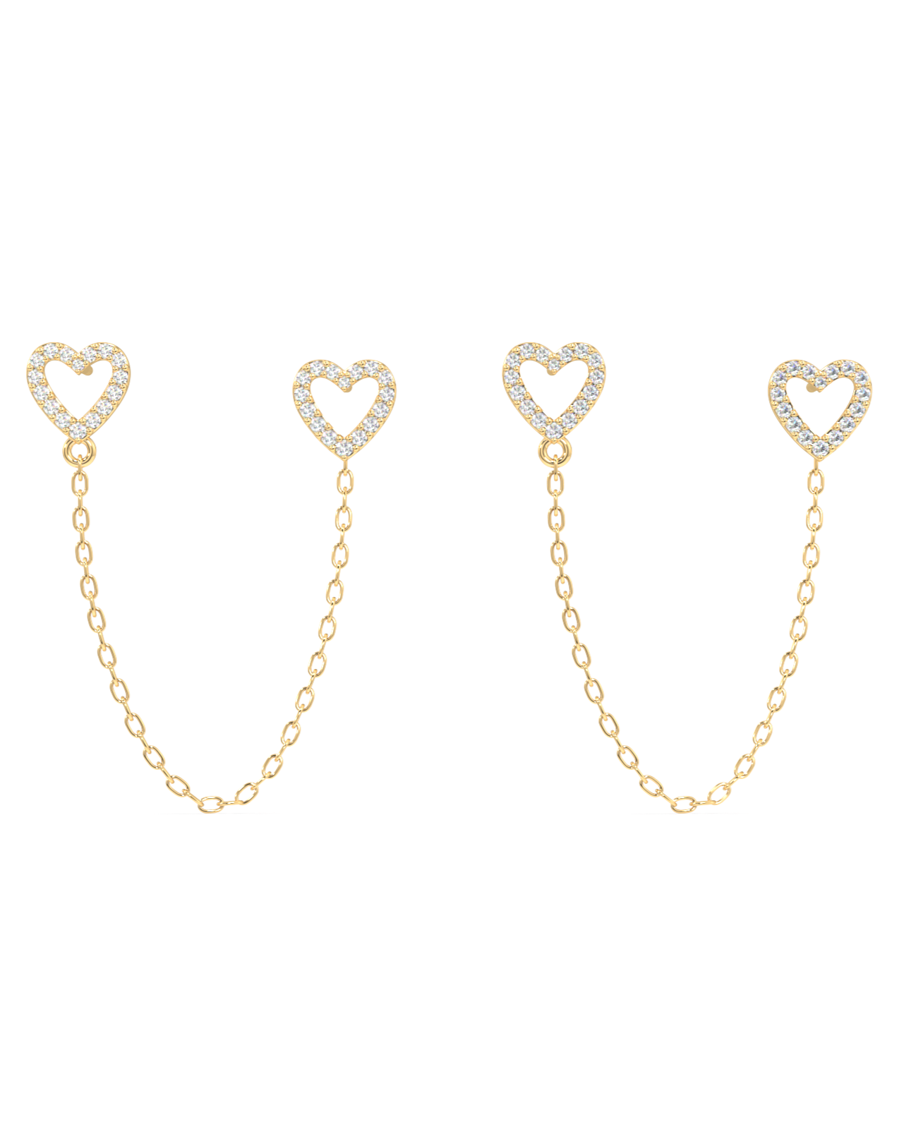 Hollow Heart Connector 3 In 1 Chain Earrings