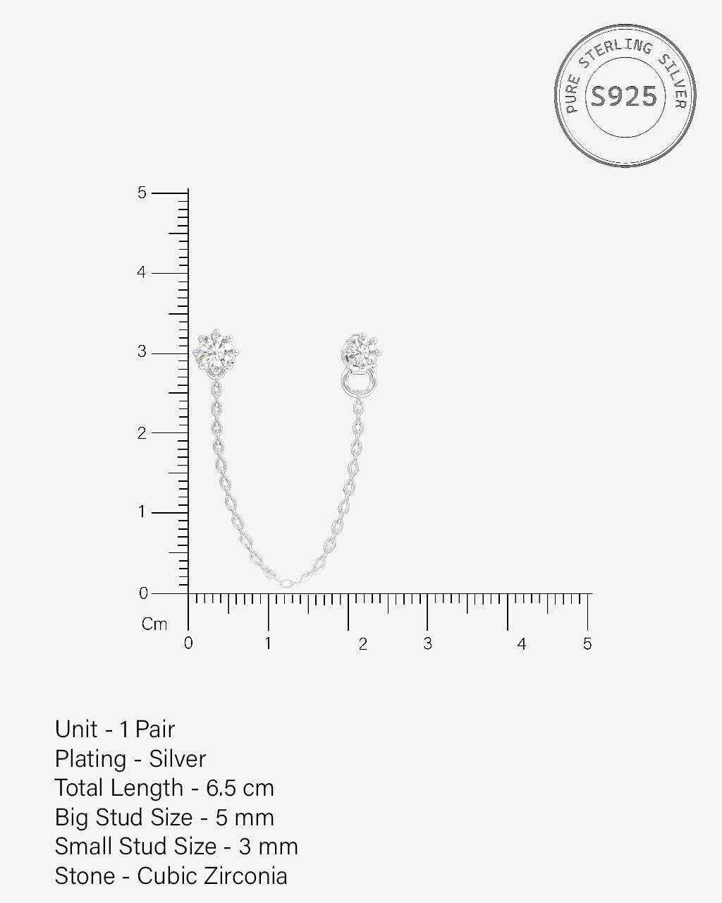 Single Solitaire 3 In 1 Connector Chain Earrings