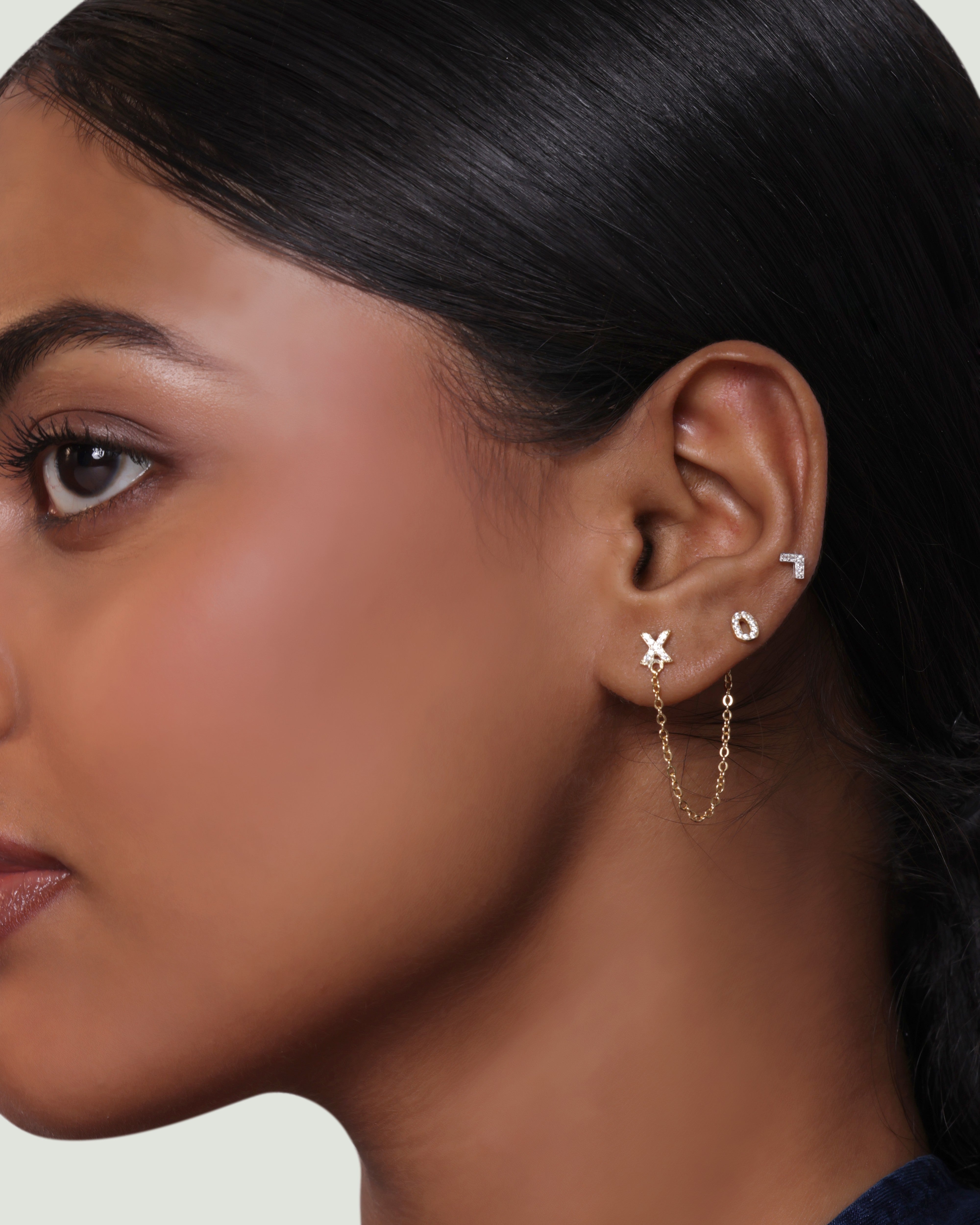 Xo - 3 In 1 Chain Connector Earrings