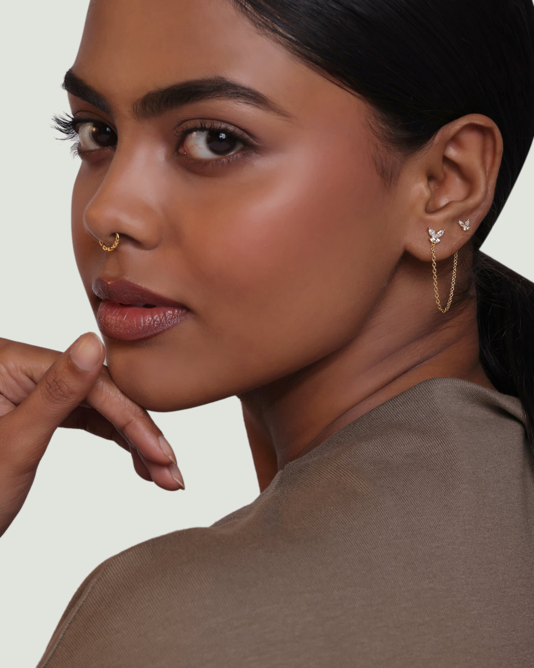 Zircon Butterfly 3 In 1 Connector Chain Earrings