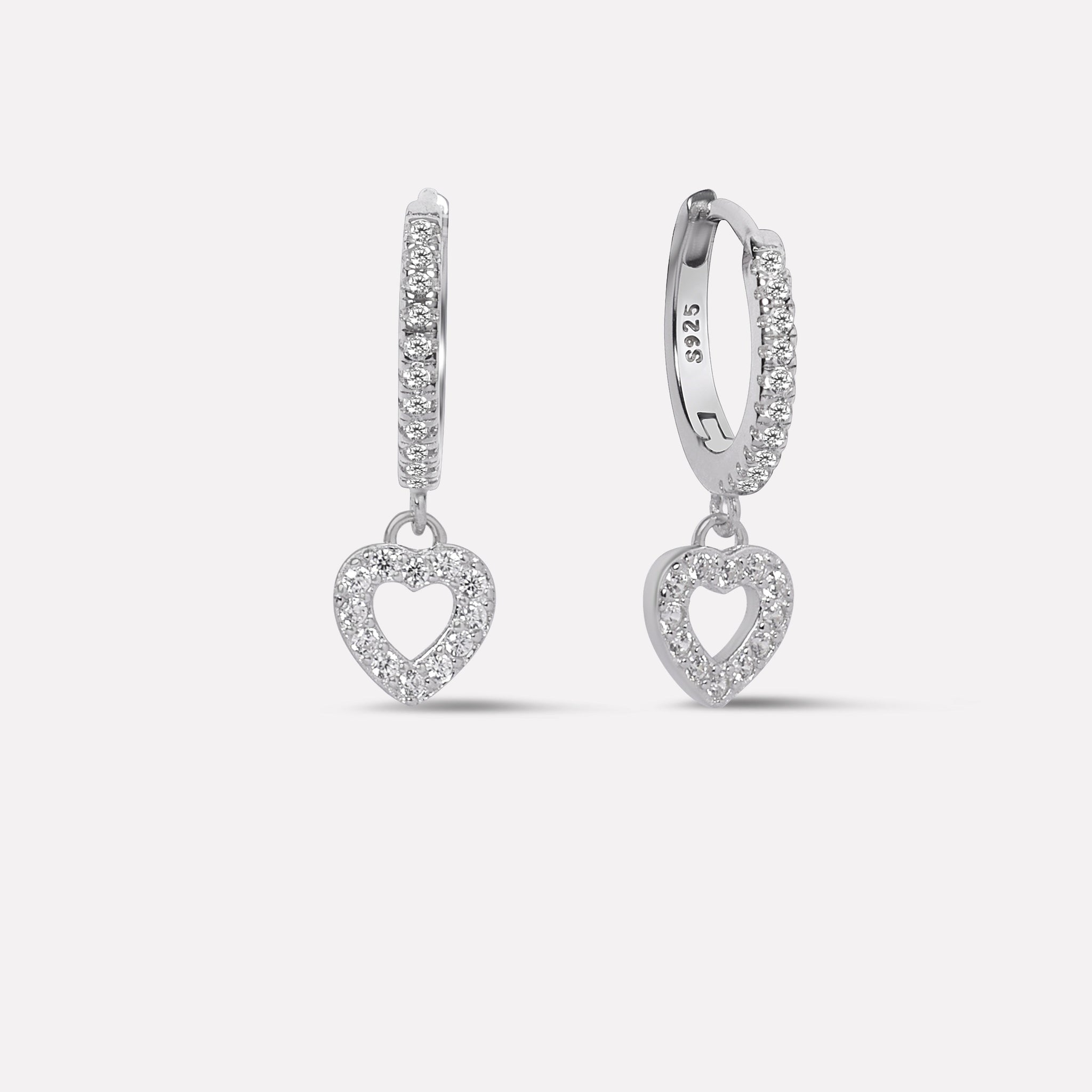 A Forever Stone Pave Heart Hoop Earrings