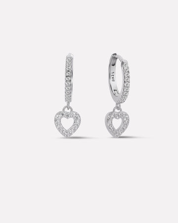 A Forever Stone Pave Heart Hoop Earrings