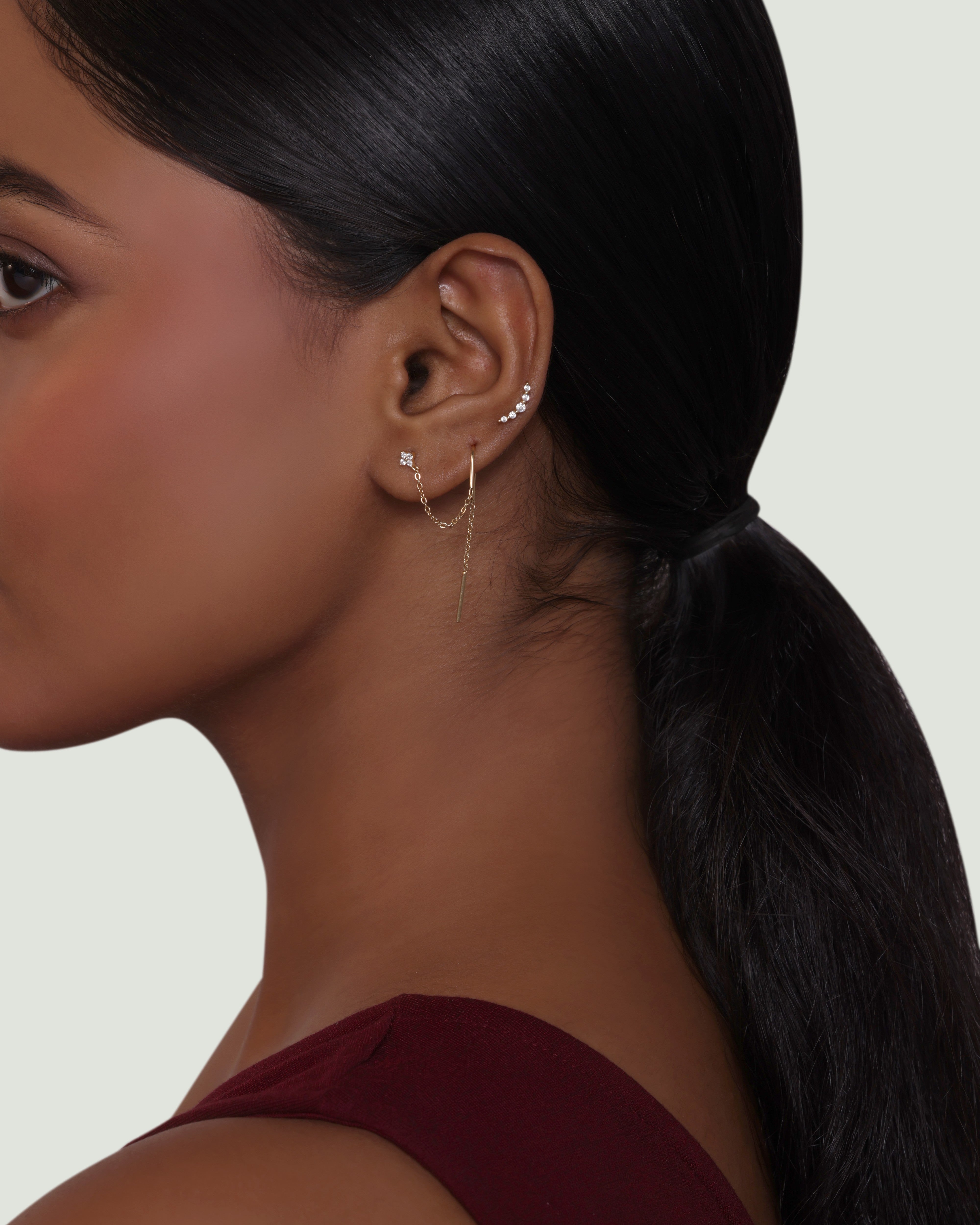 Elise Sui Dhaga Chain Connector Earrings