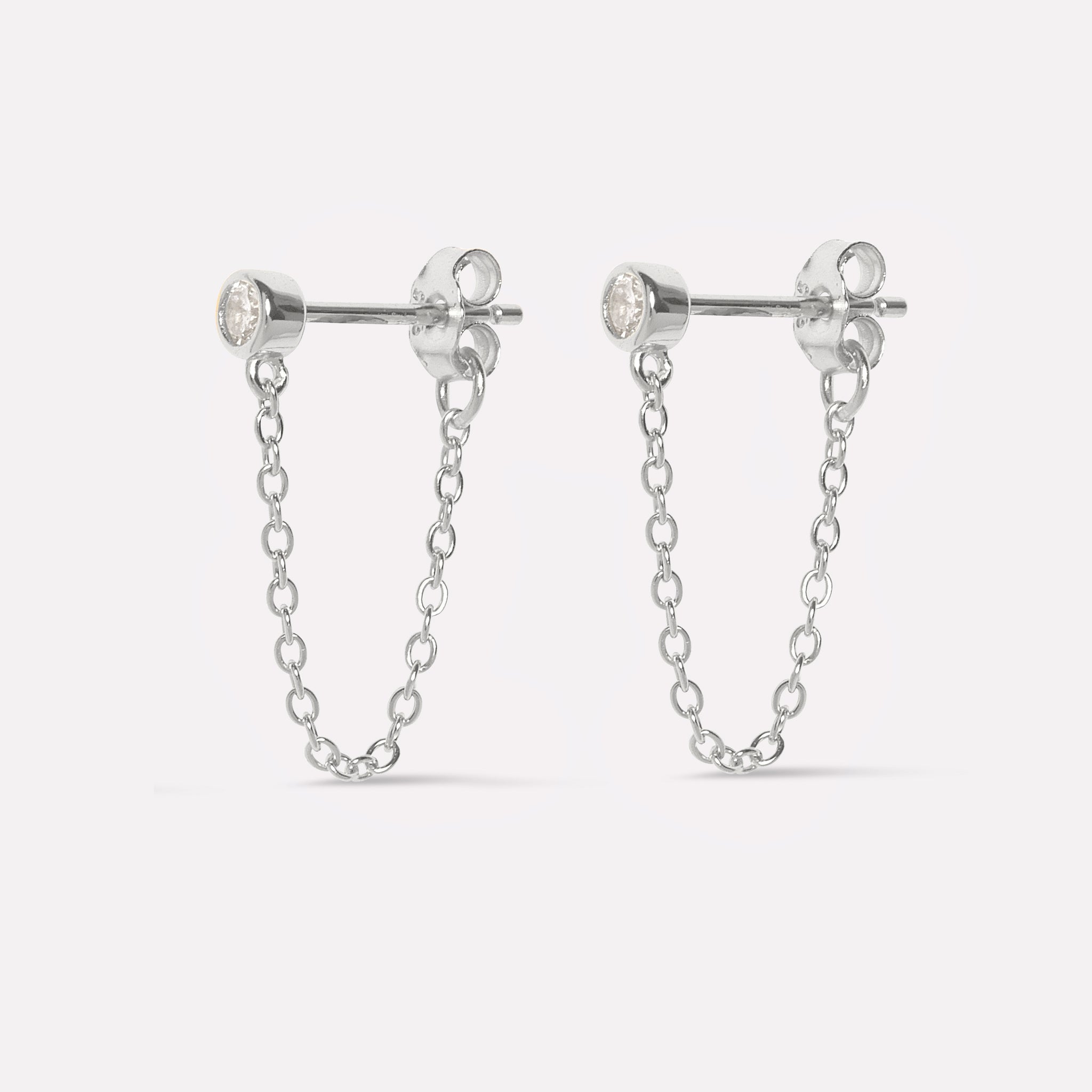 Bezel Chain Drop Earrings