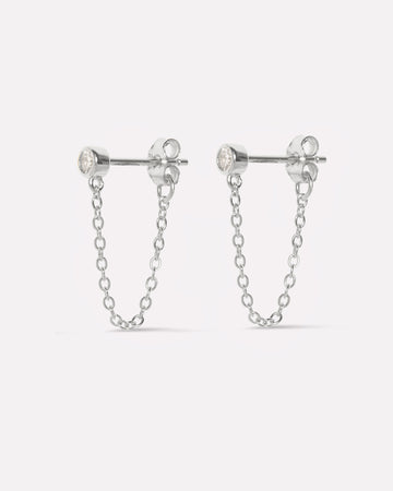 Bezel Chain Drop Earrings