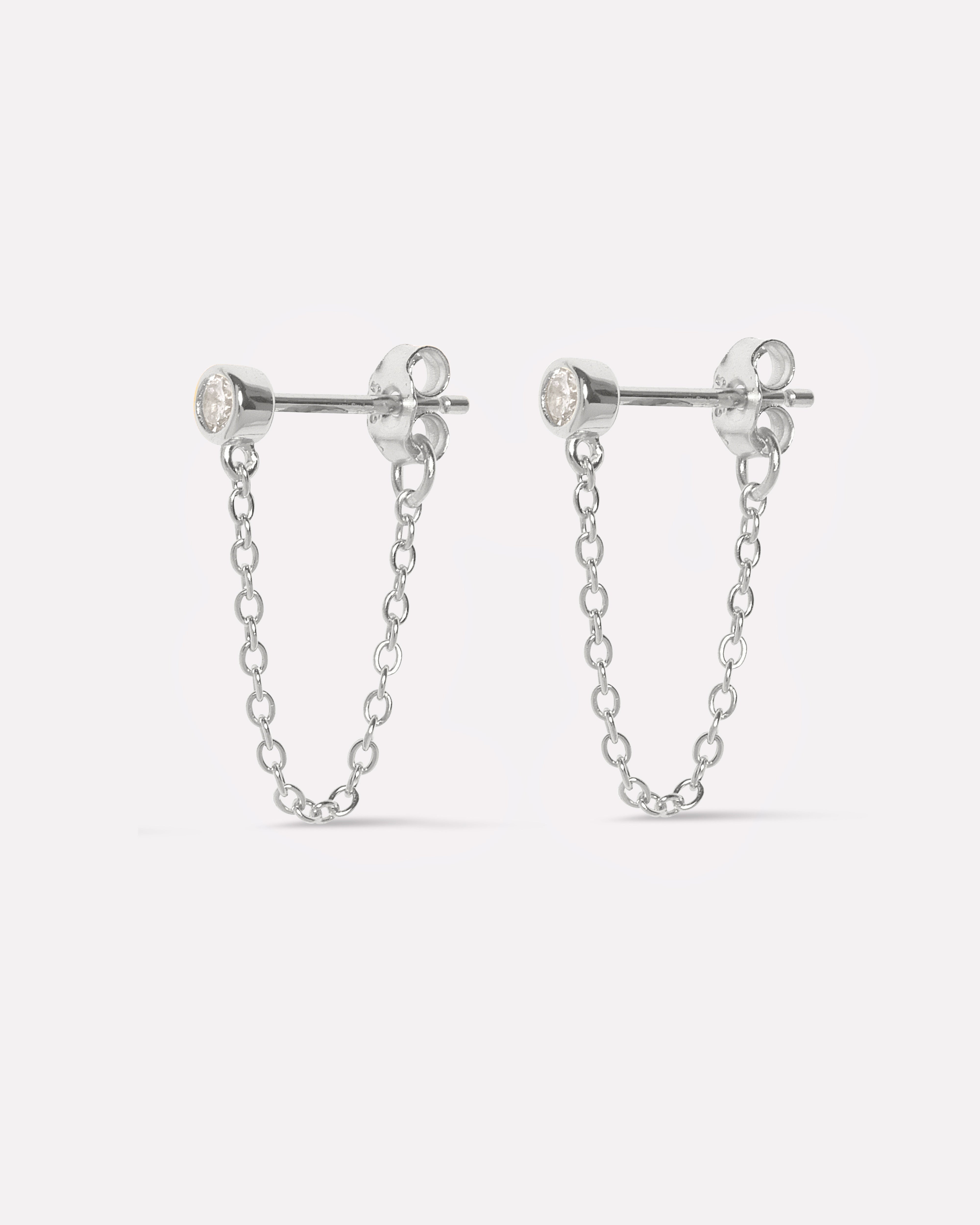 Bezel Chain Drop Earrings