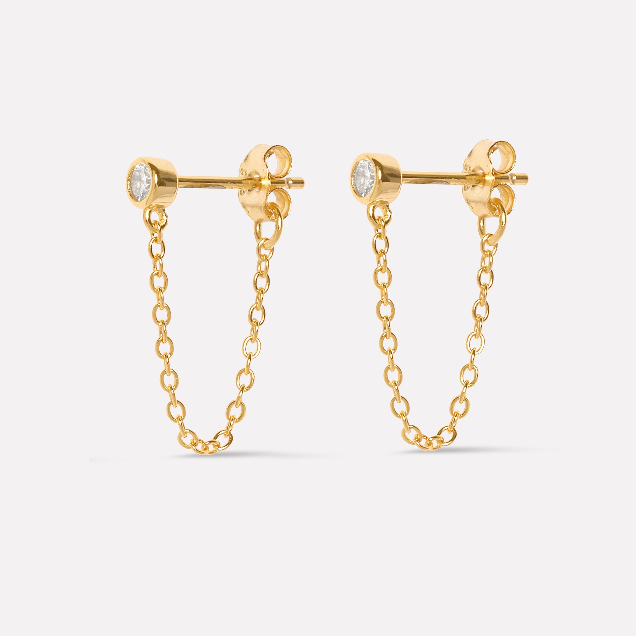 Bezel Chain Drop Earrings