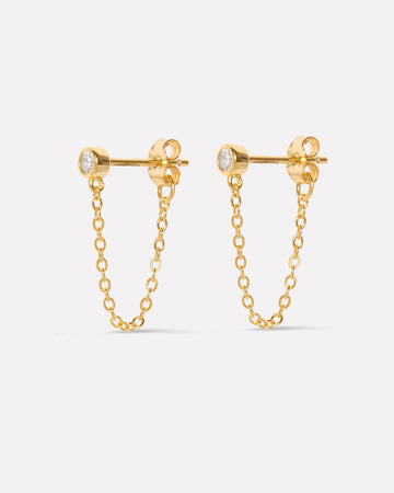 Bezel Chain Drop Earrings