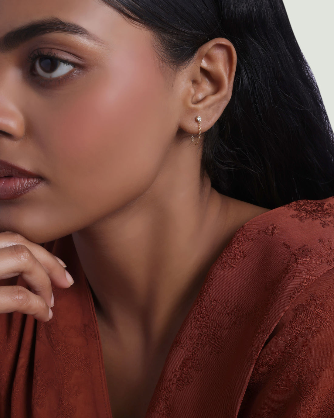 Bezel Chain Drop Earrings