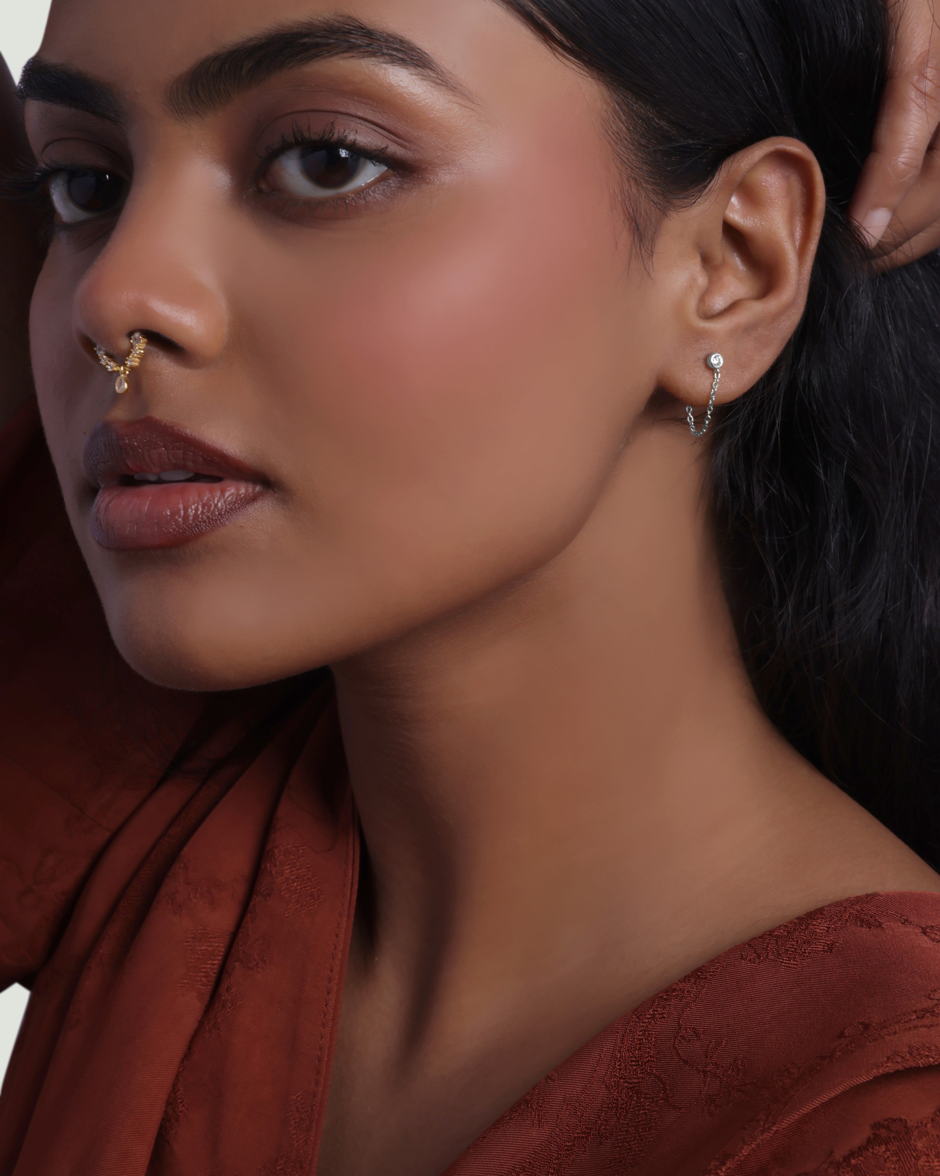 Bezel Chain Drop Earrings