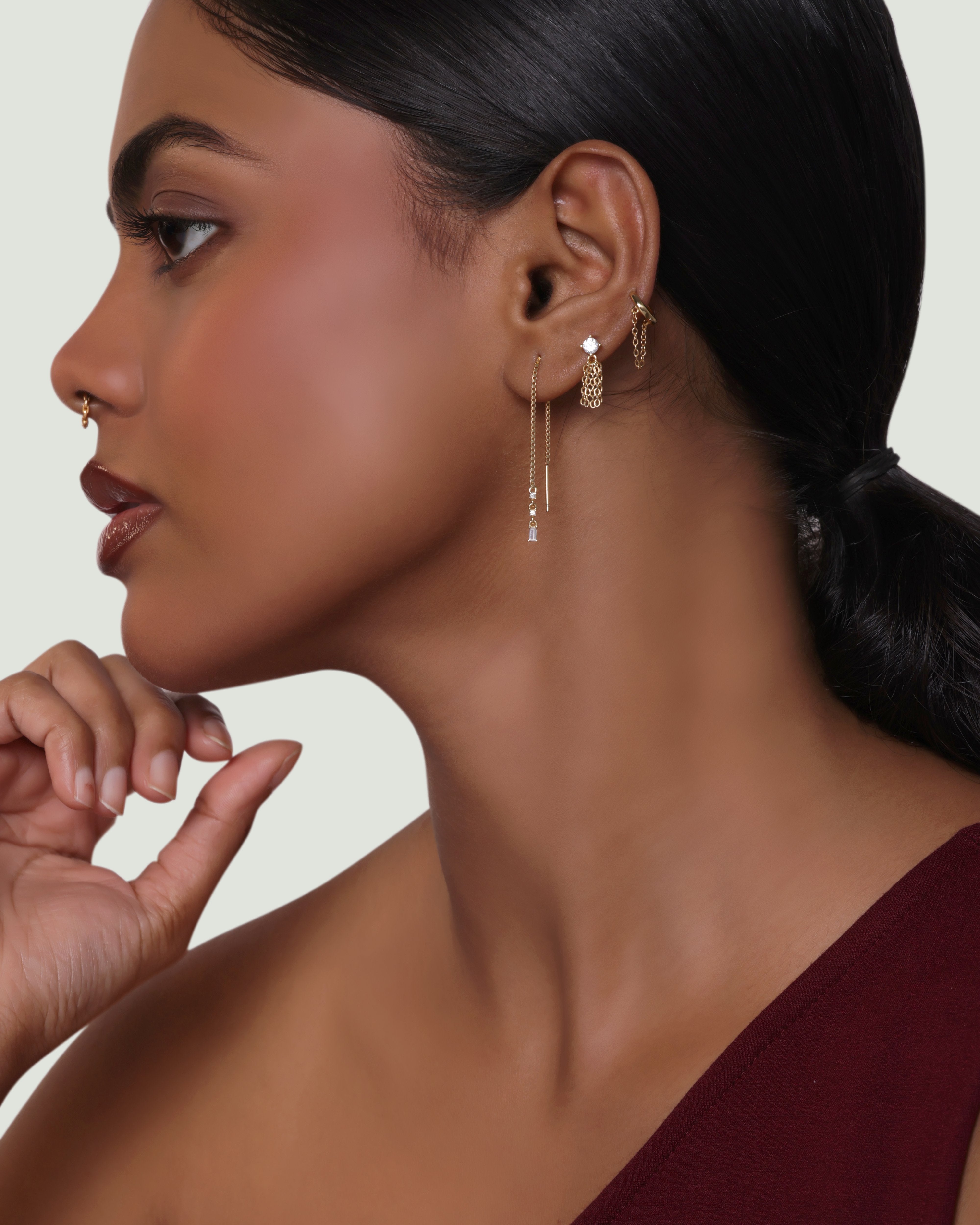 The Baguette Threader Chain Connector Earrings
