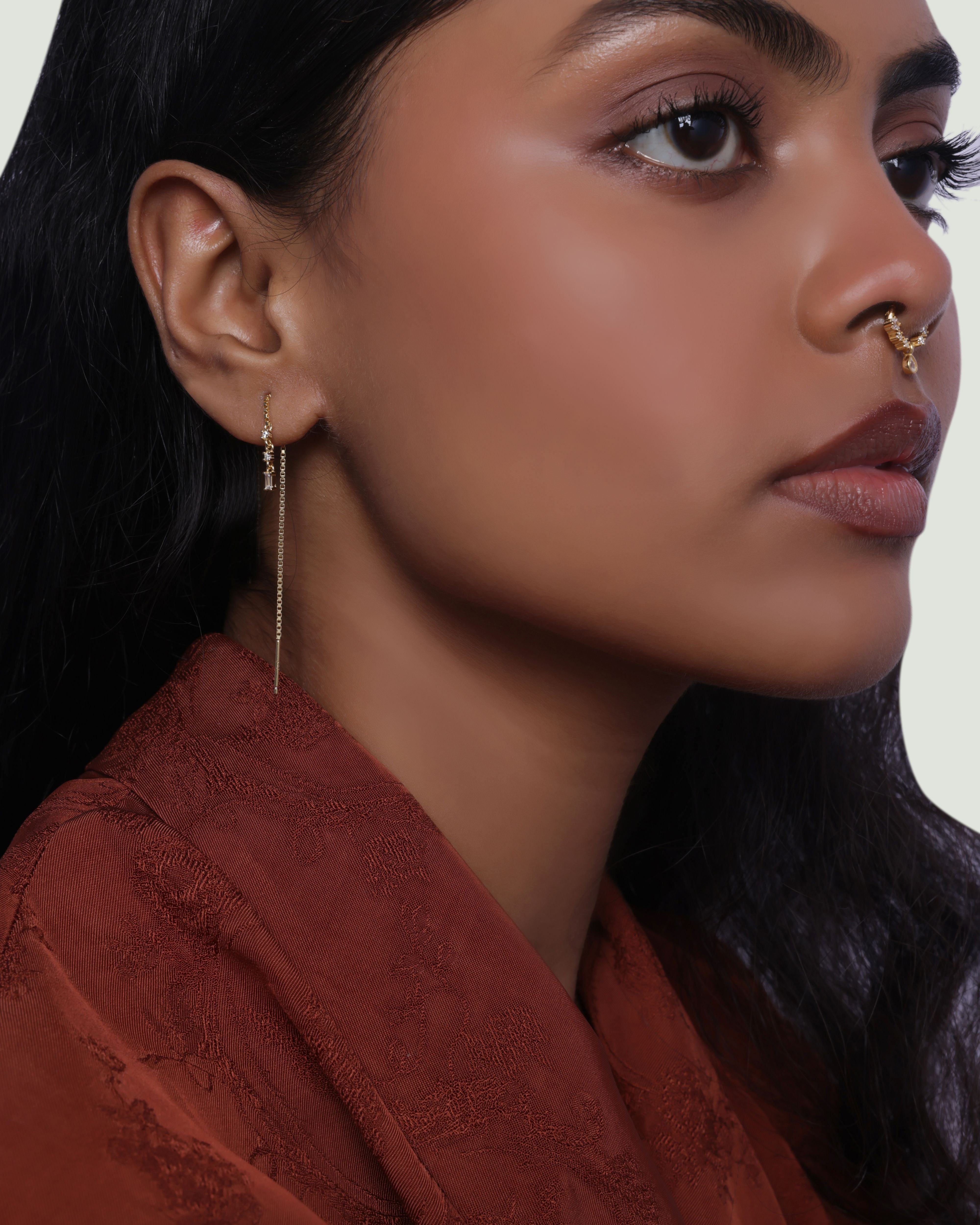 The Baguette Threader Chain Connector Earrings