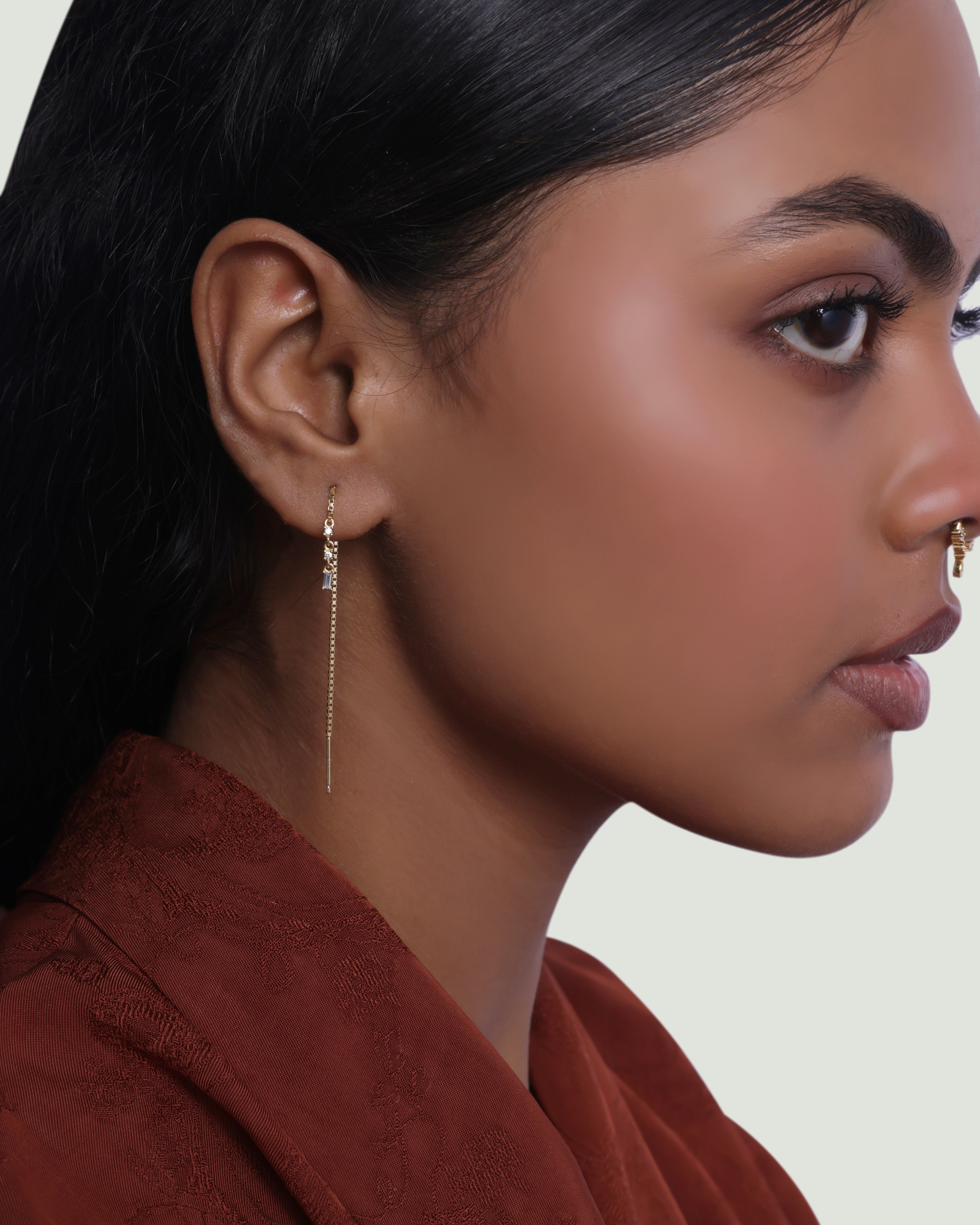 The Baguette Threader Chain Connector Earrings