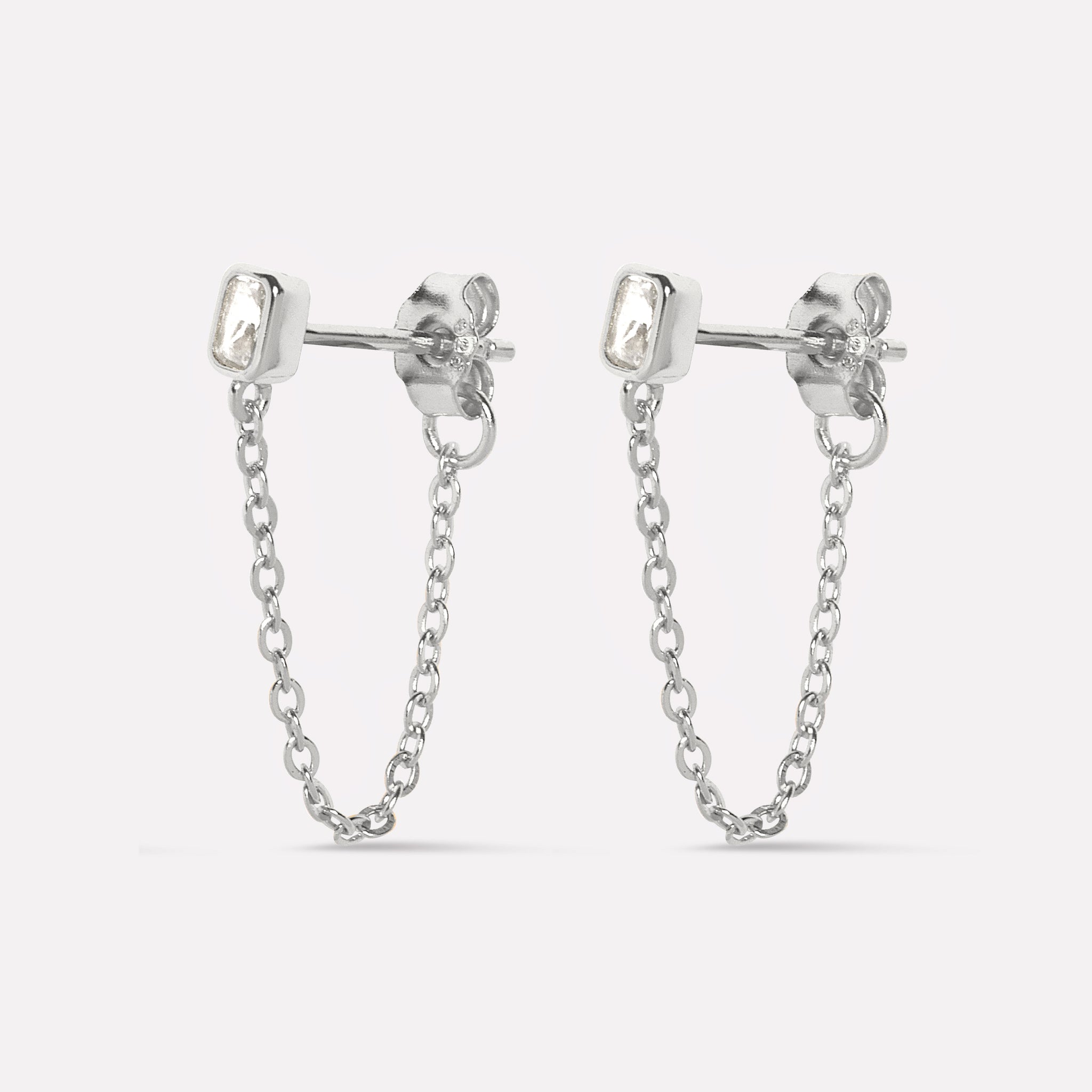 Baguette Chain Drop Earrings