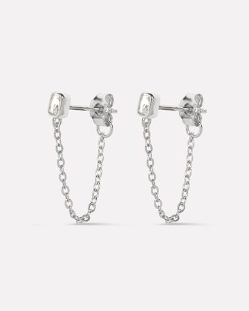 Baguette Chain Drop Earrings