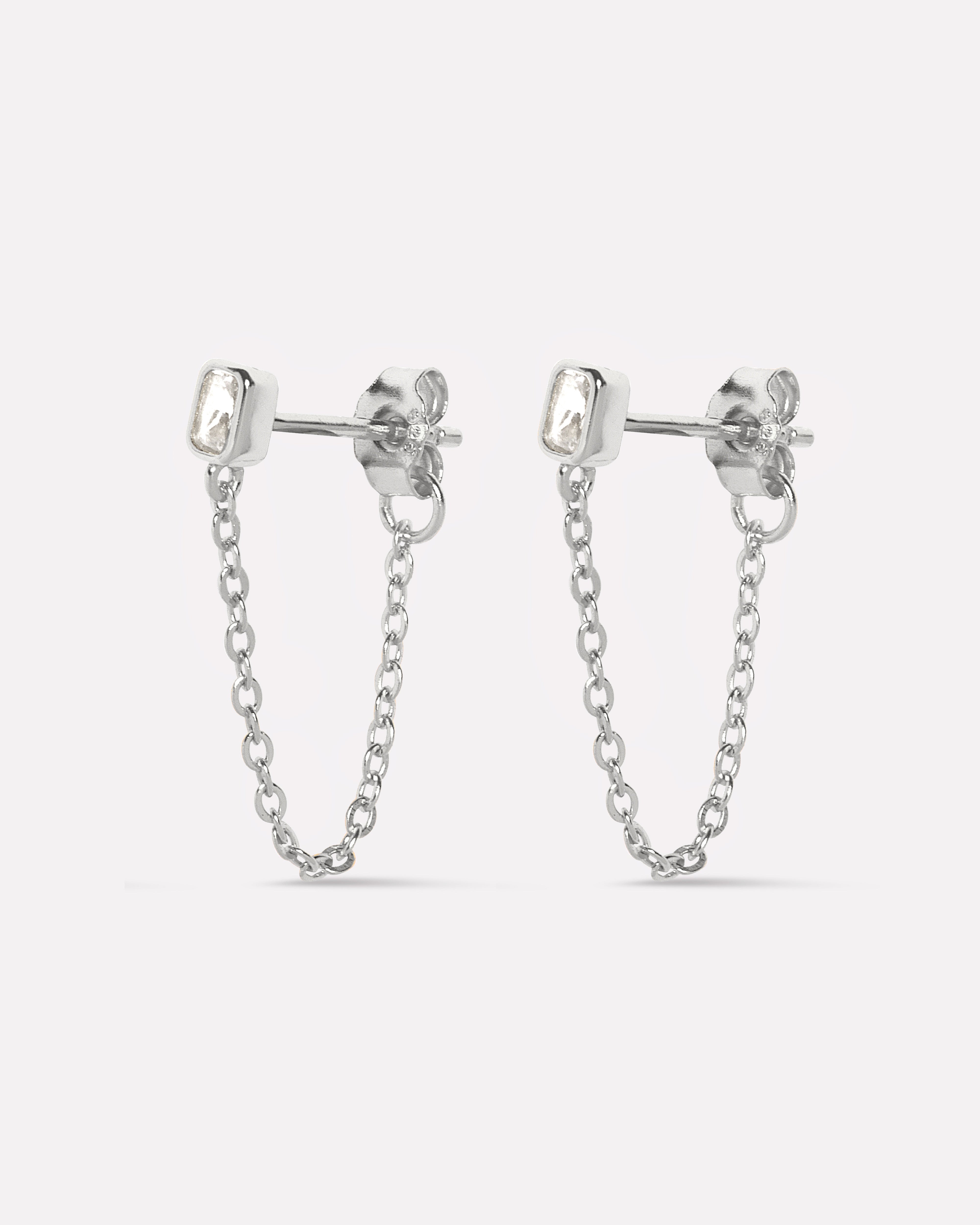 Baguette Chain Drop Earrings