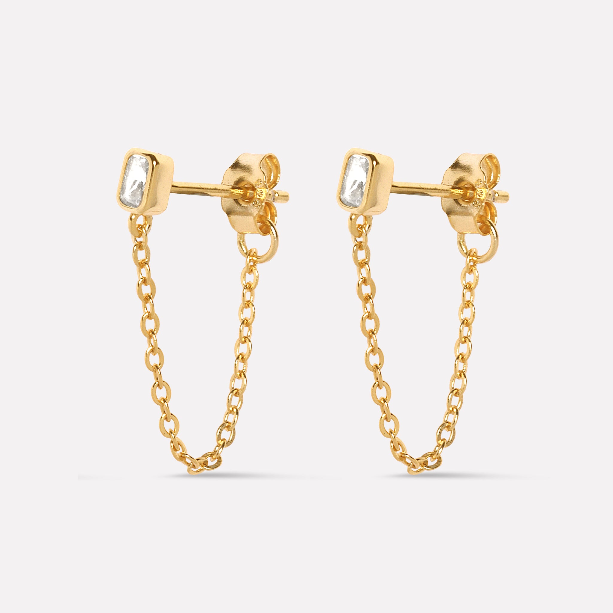 Baguette Chain Drop Earrings