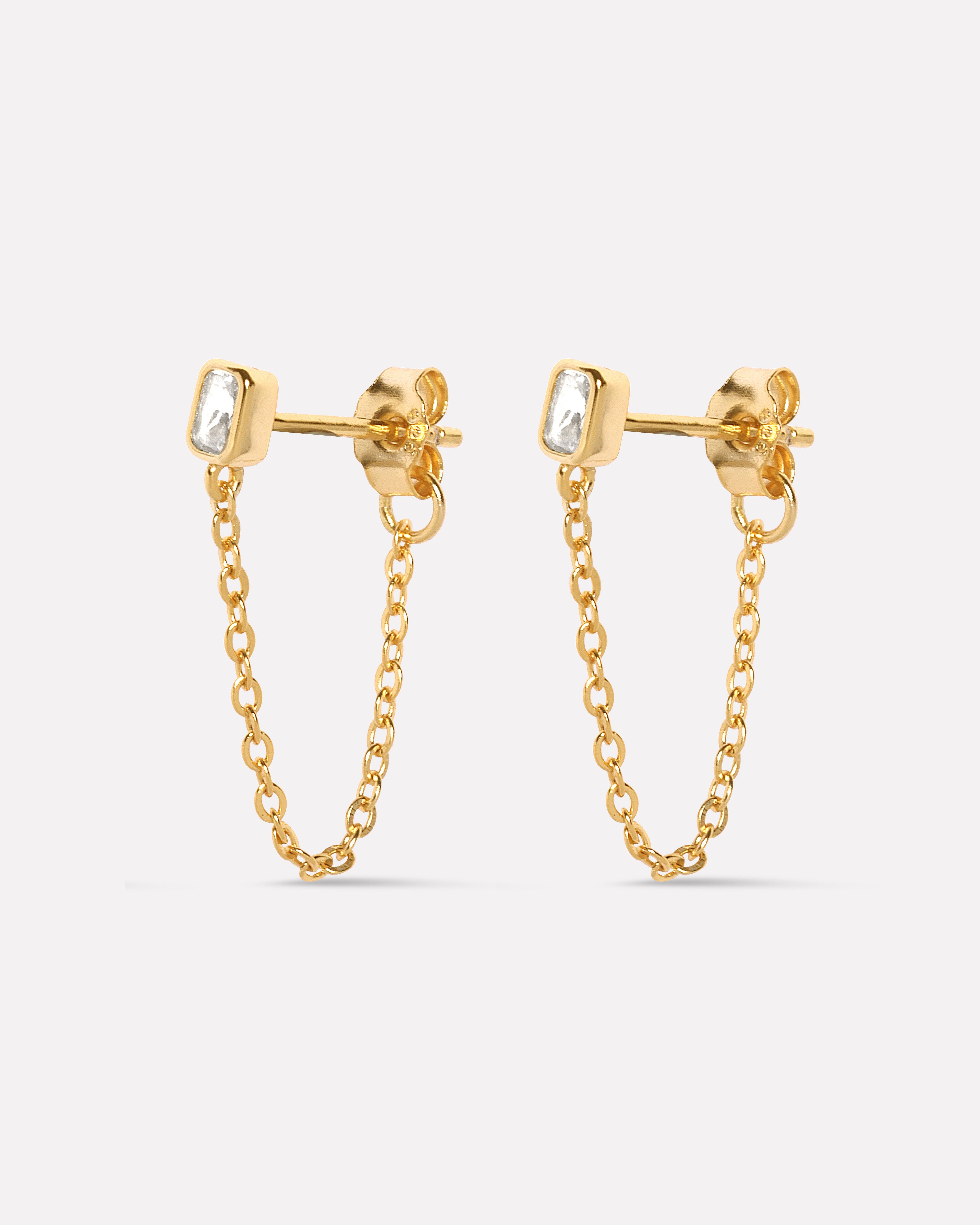 Baguette Chain Drop Earrings