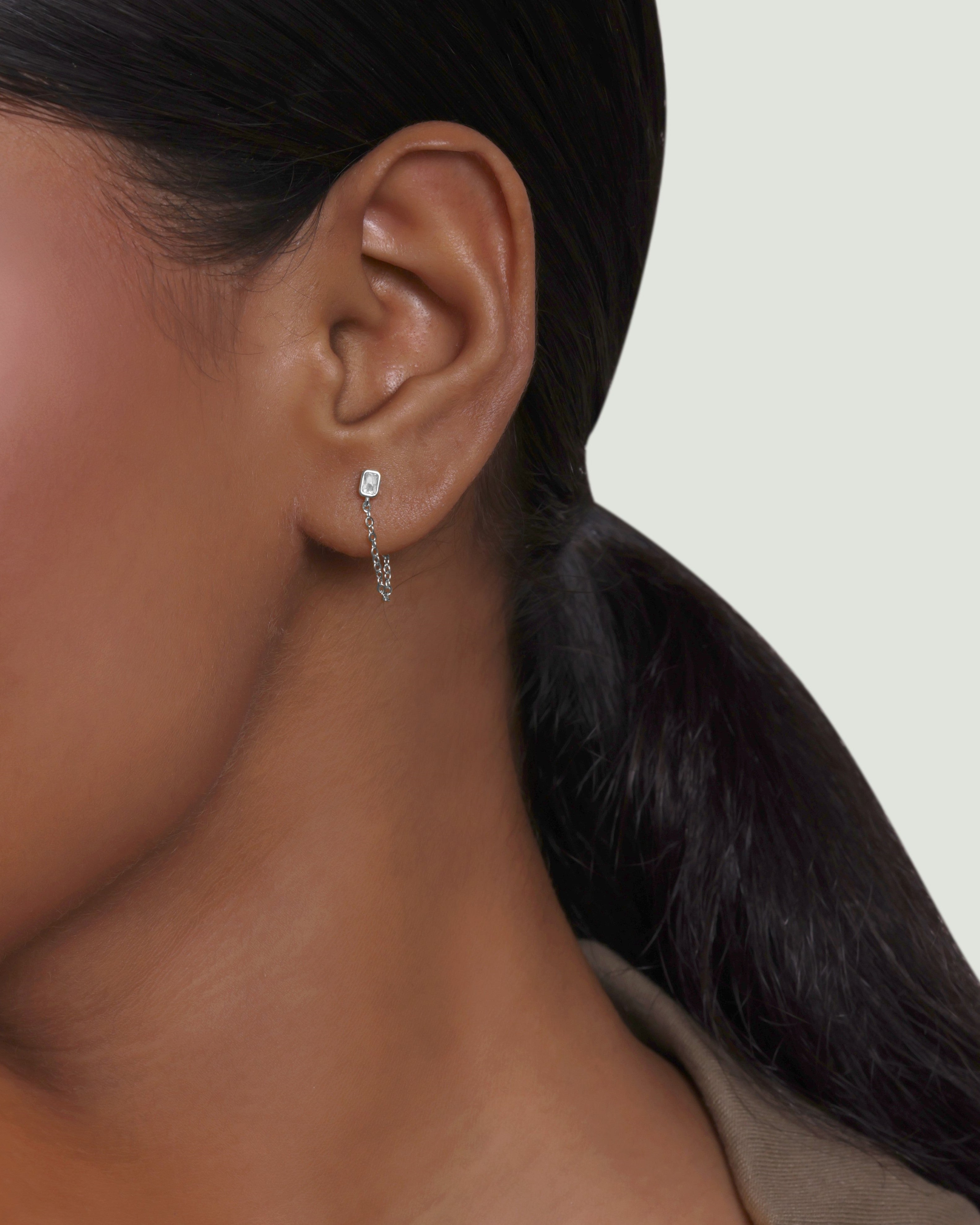 Baguette Chain Drop Earrings