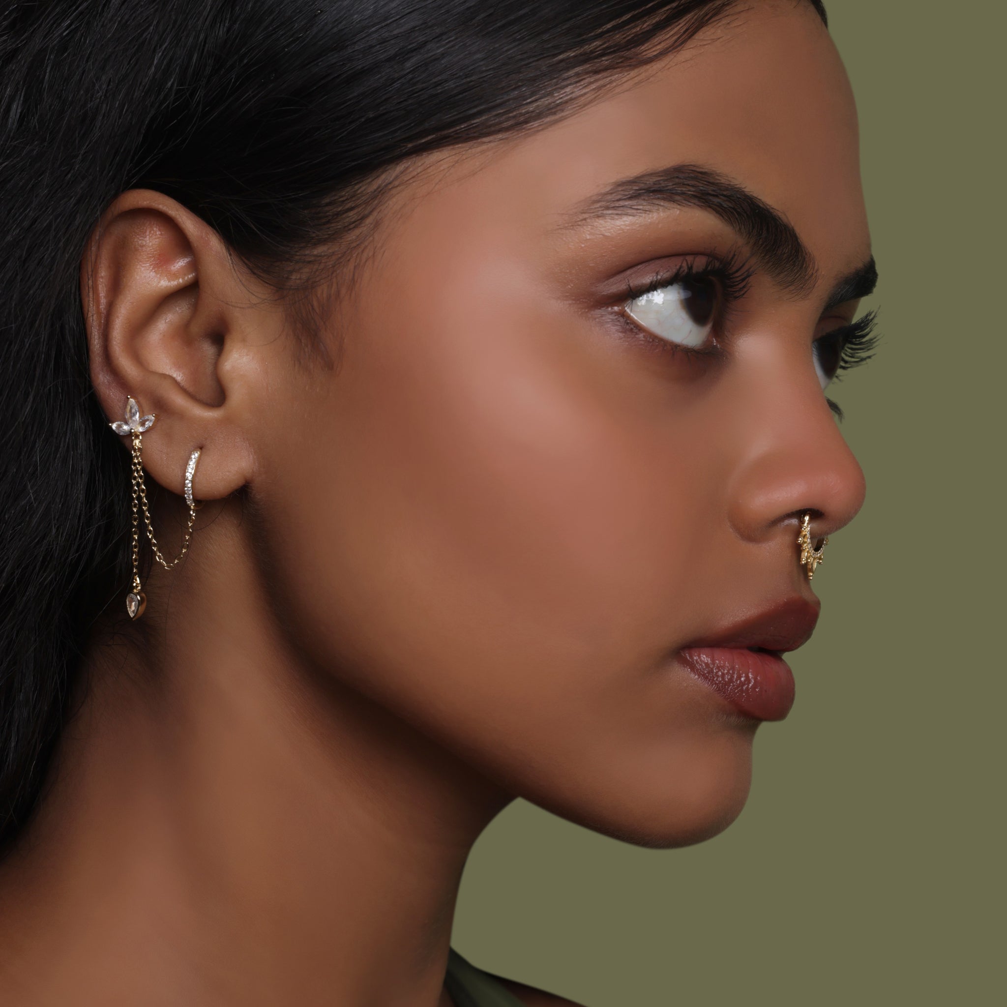 Lotus Petal Chain Connector Earrings