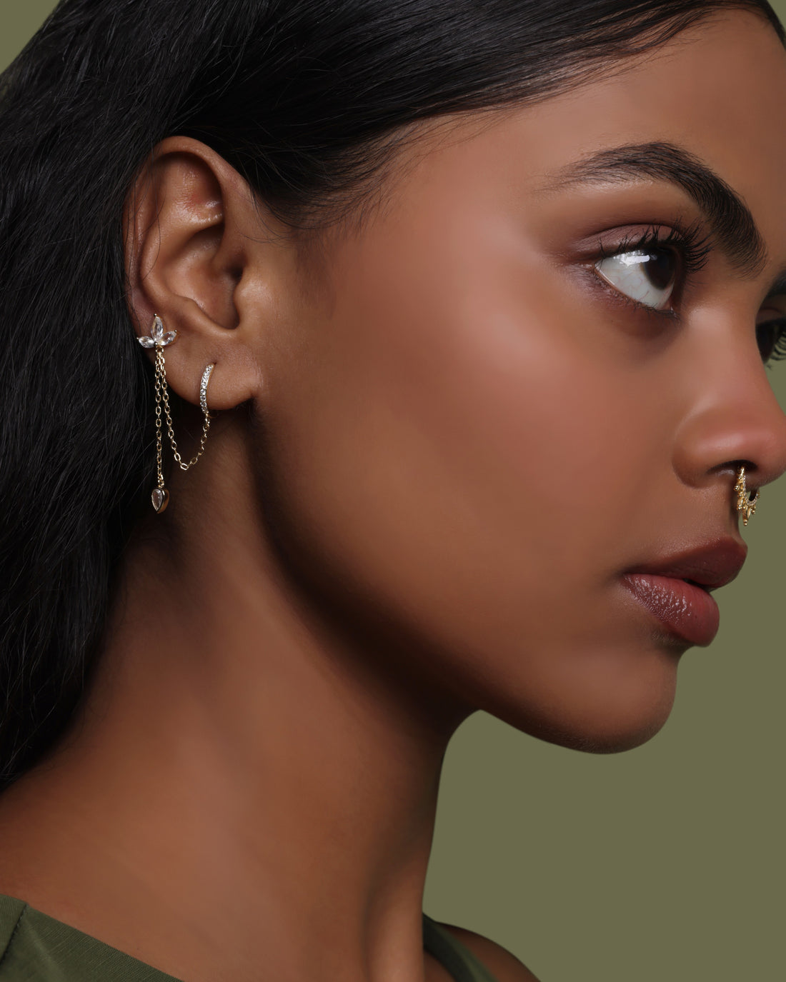 Lotus Petal Chain Connector Earrings