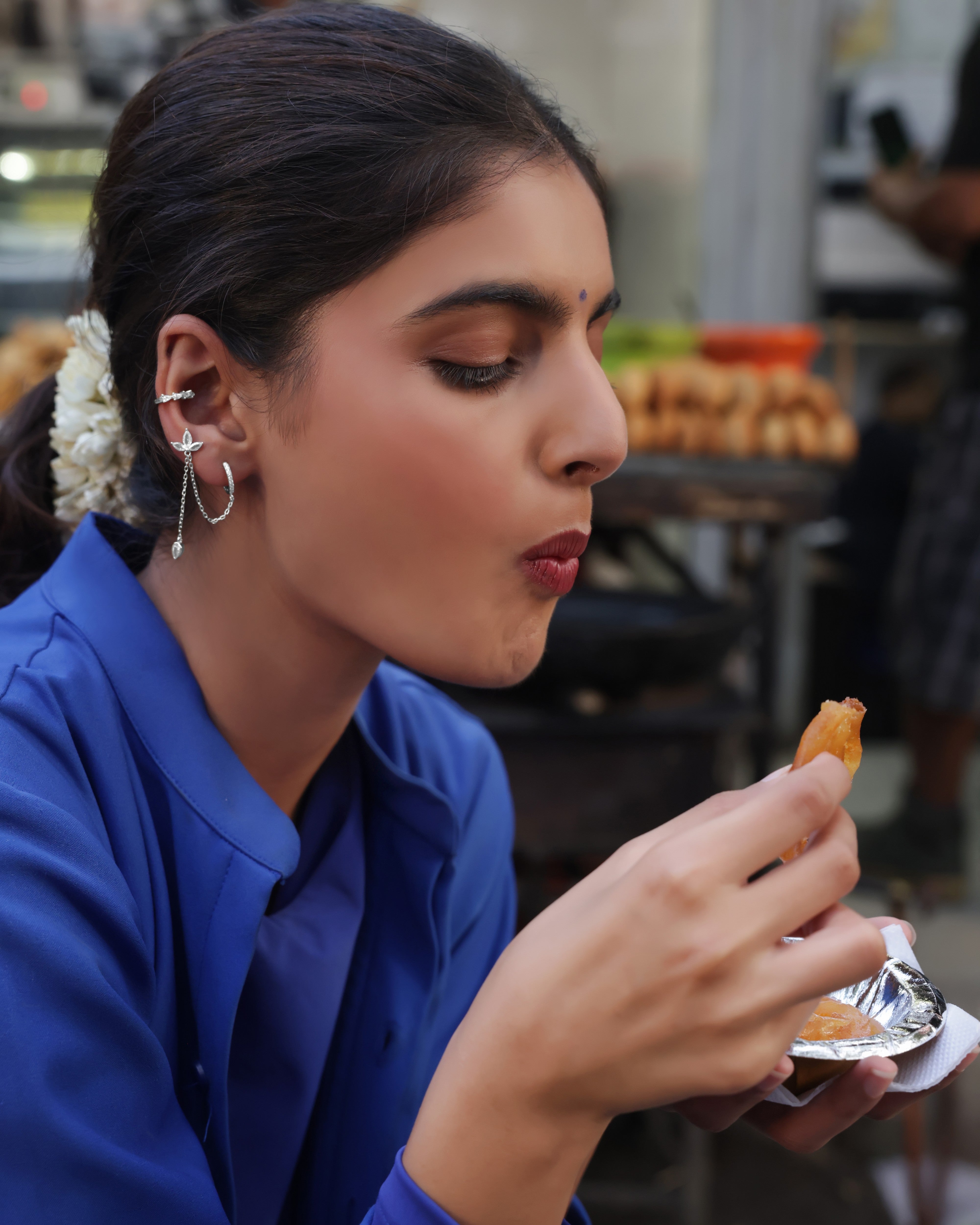 Lotus Petal Chain Connector Earrings