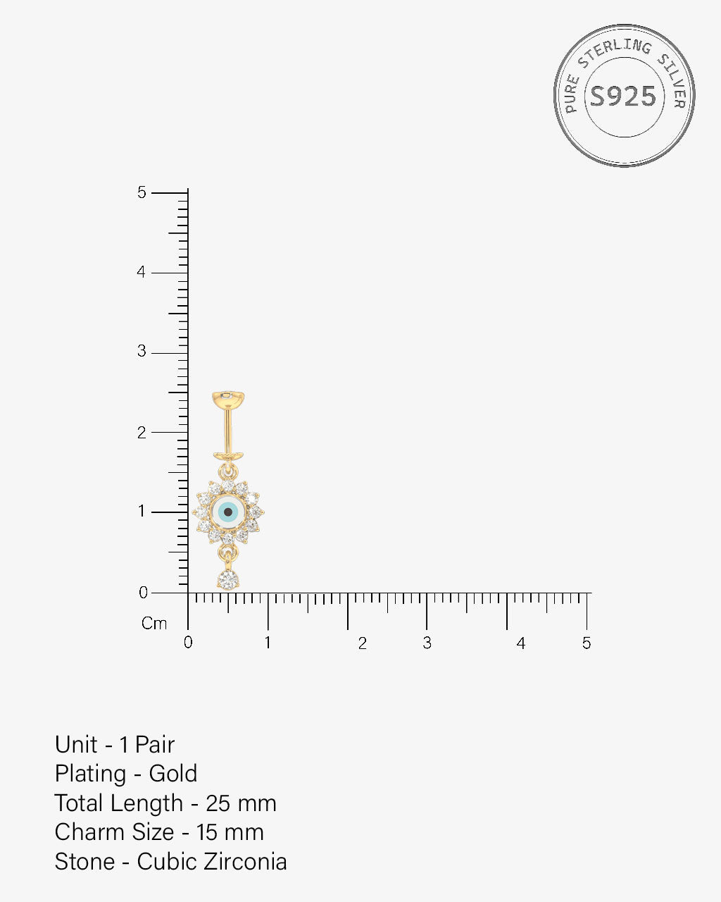 Blue White Enamel Eye Helix Hanging Earrings