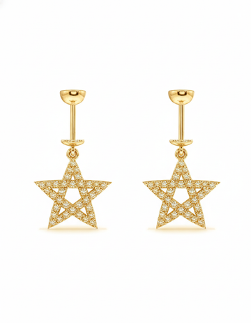 Criss Cross Zircon Star Screw Helix Hanging Earrings