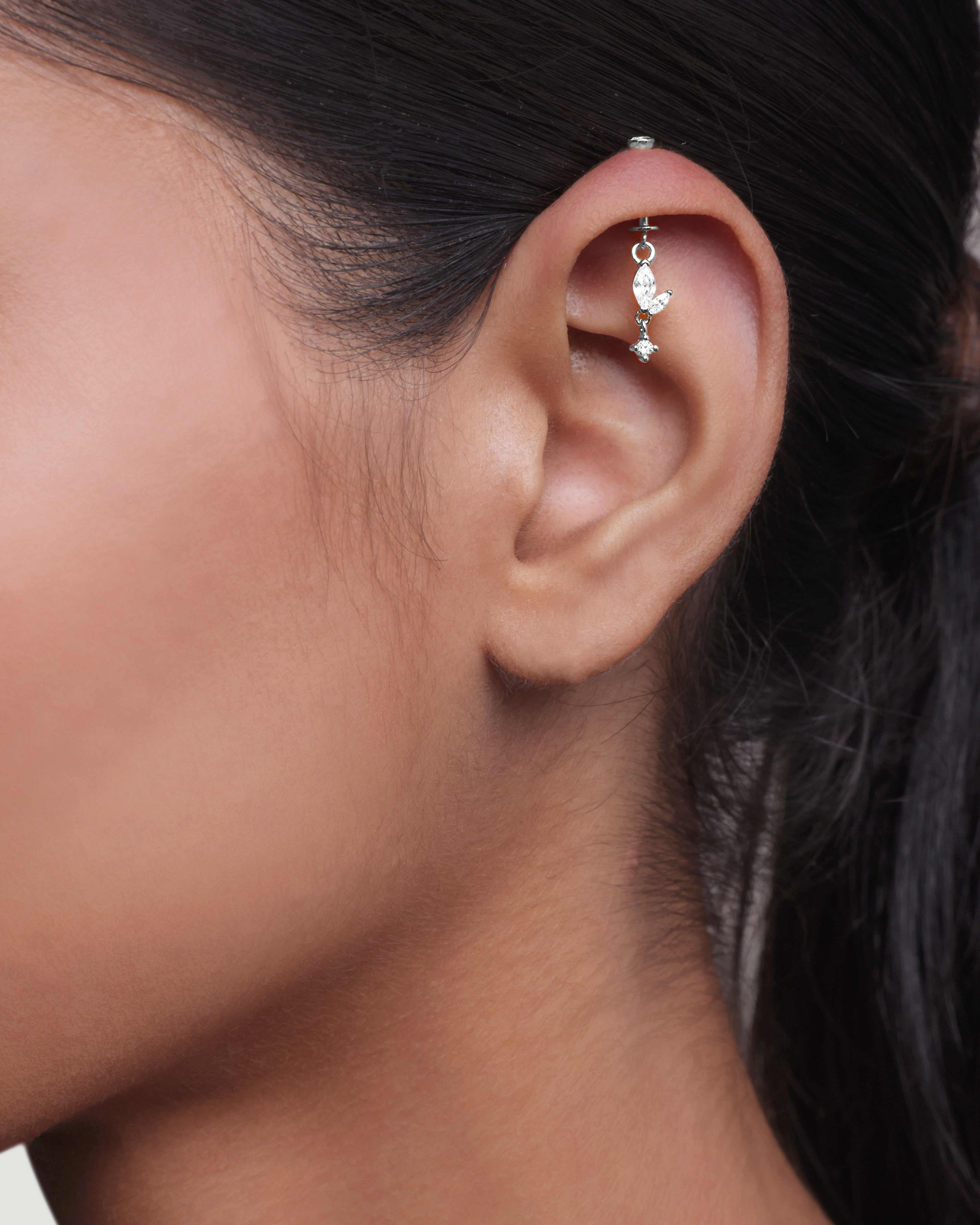 Two Petal Mini Drop Helix Piercings Hanging Earrings