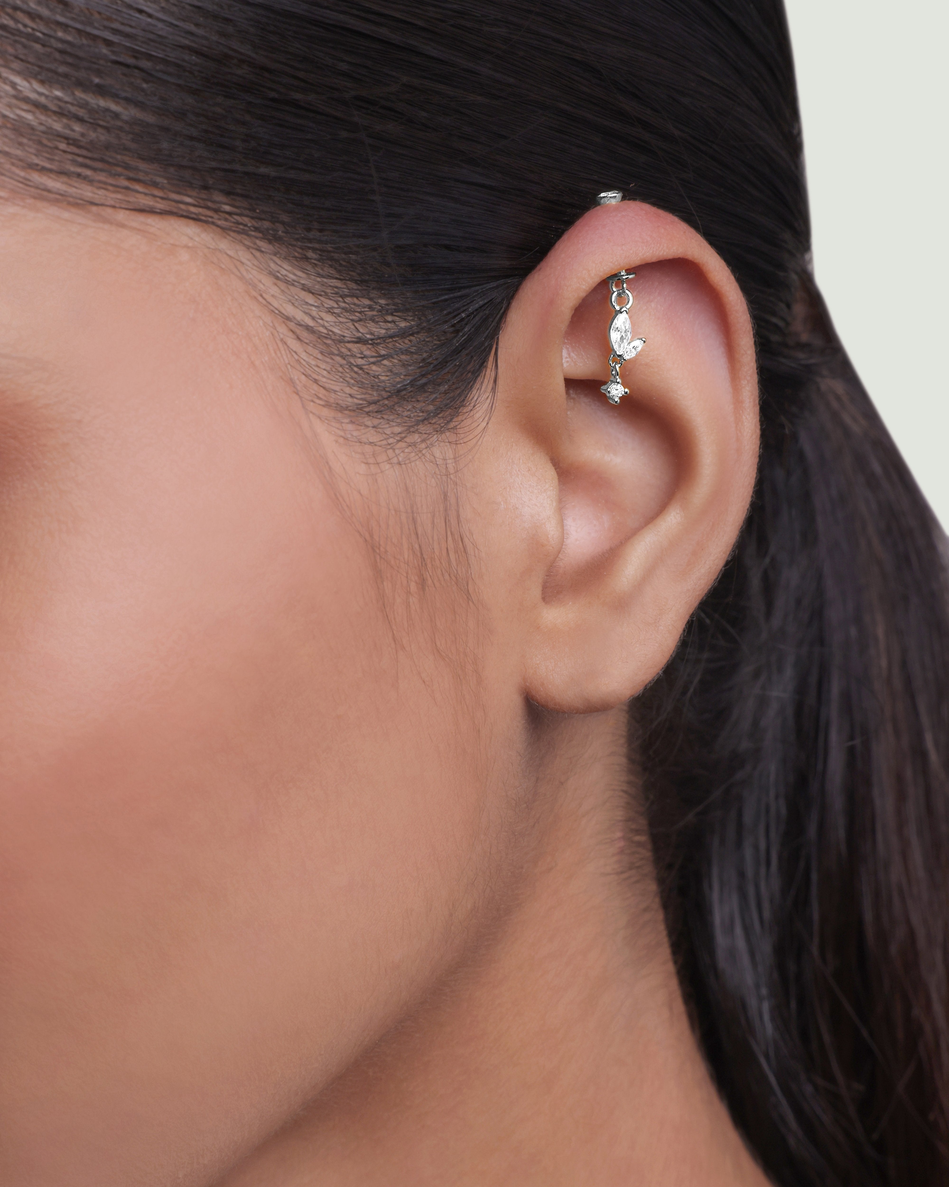 Two Petal Mini Drop Helix Piercings Hanging Earrings