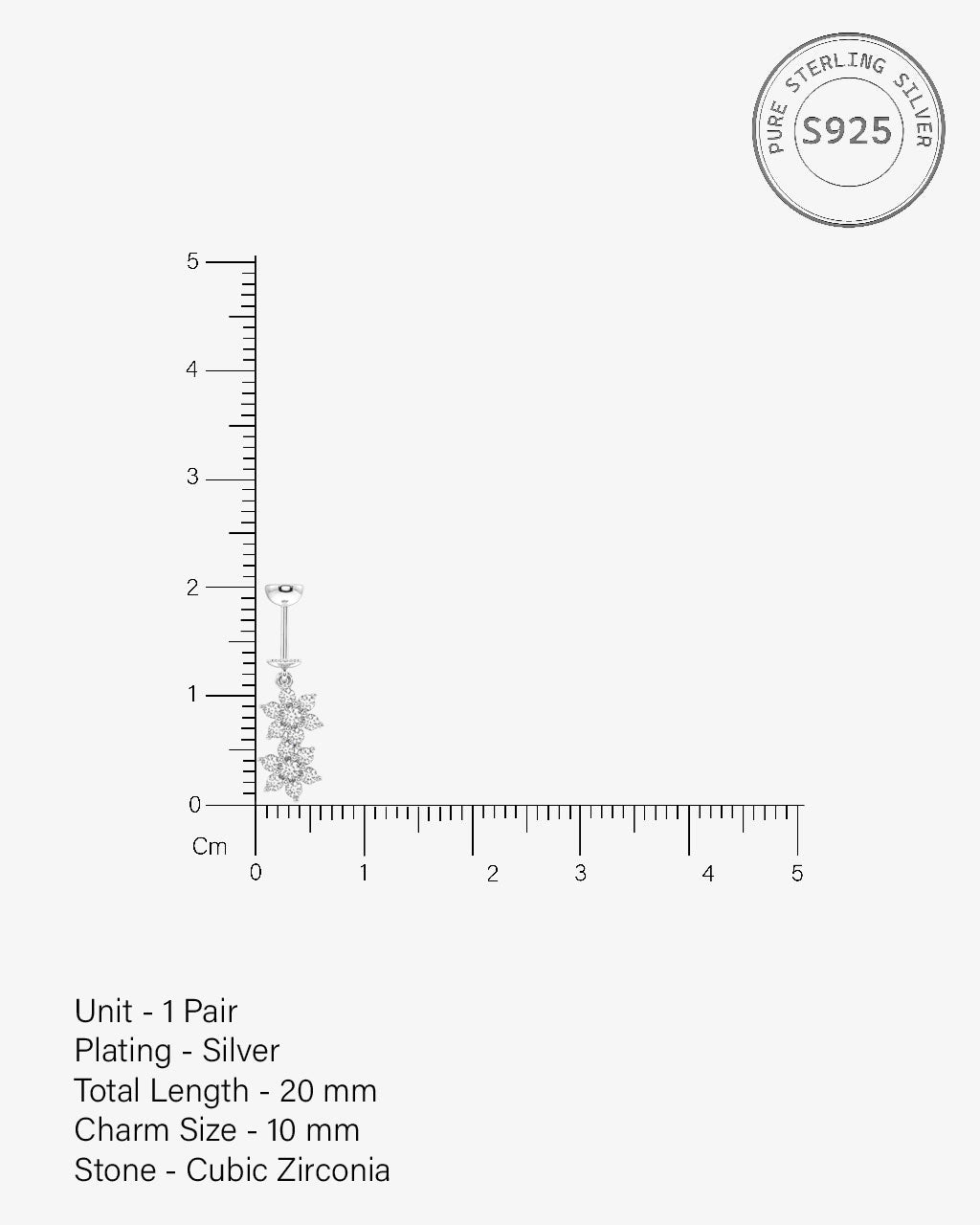 Double Flower Helix Hanging Earrings