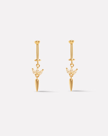 Three Petal Long Drop - Helix Hanging Earrings