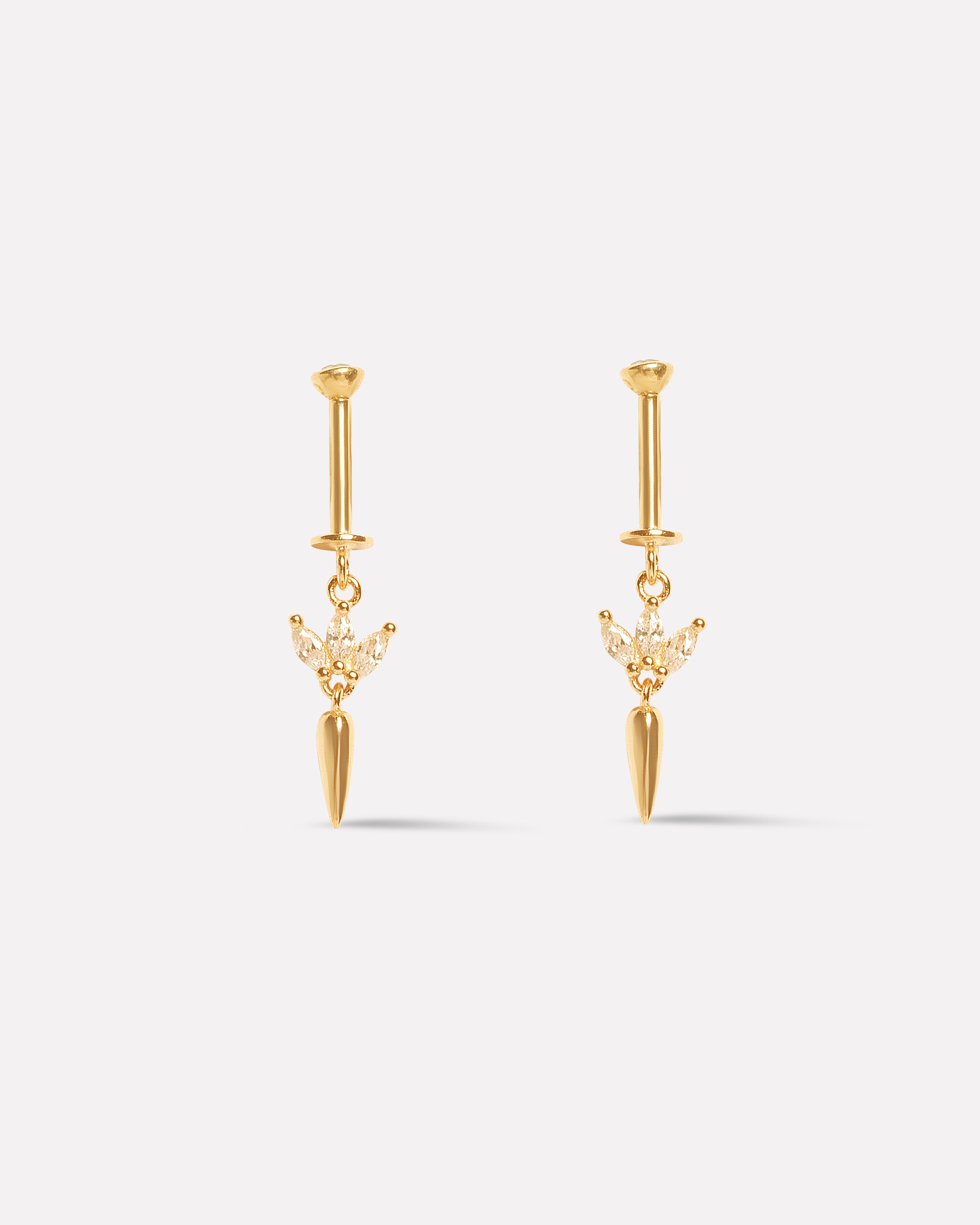 Three Petal Long Drop - Helix Hanging Earrings