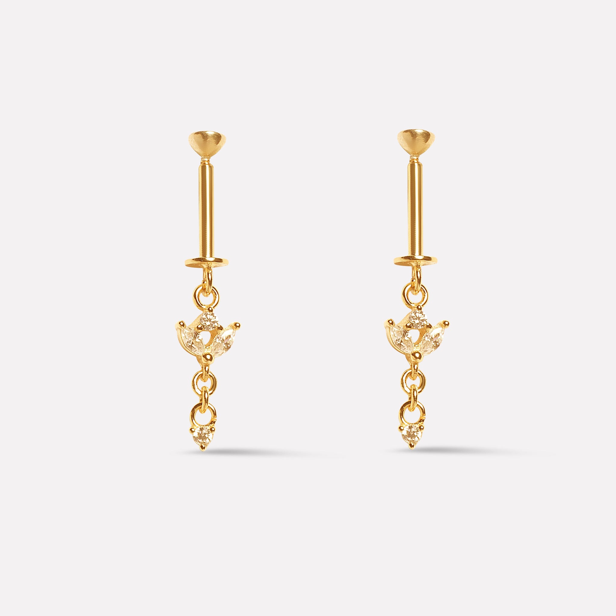 Two Petal Drop Helix Piercings Hanging Earrings