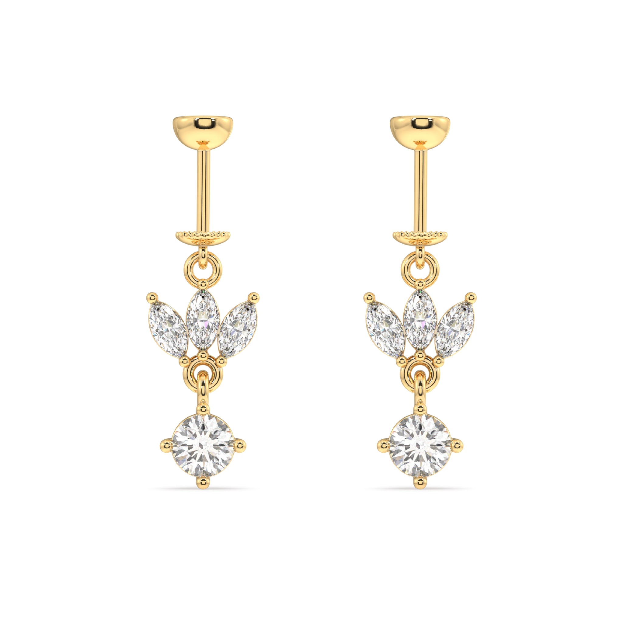 Lotus With Zircon Stone Drop Screw Helix Hanging Earrings