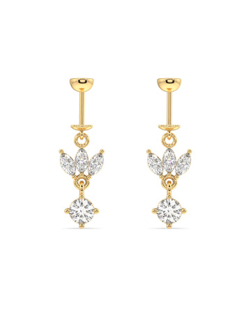 Lotus With Zircon Stone Drop Screw Helix Hanging Earrings