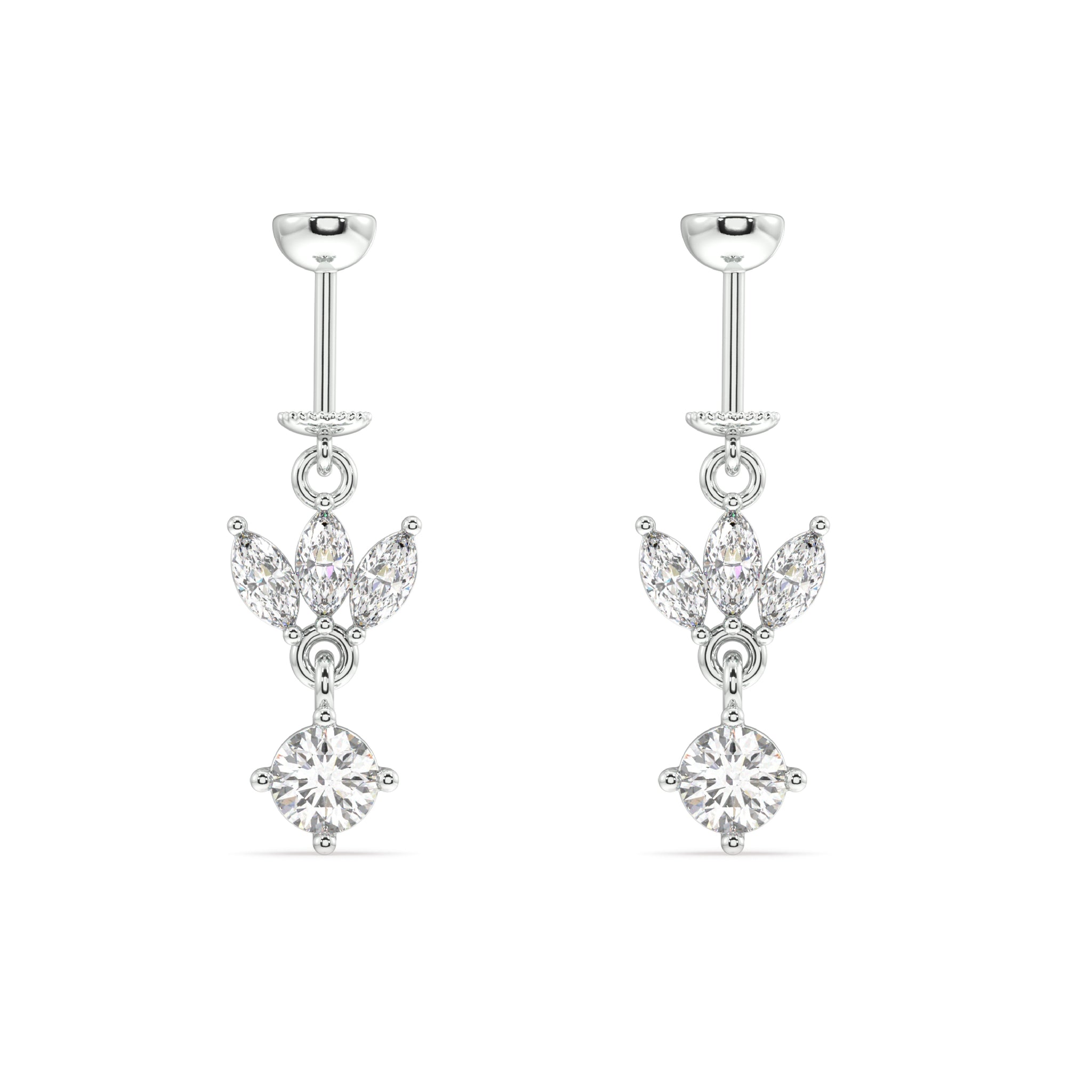 Lotus With Zircon Stone Drop Screw Helix Hanging Earrings