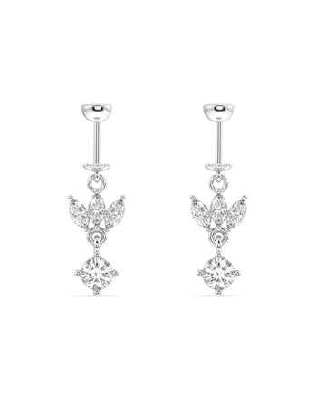 Lotus With Zircon Stone Drop Screw Helix Hanging Earrings