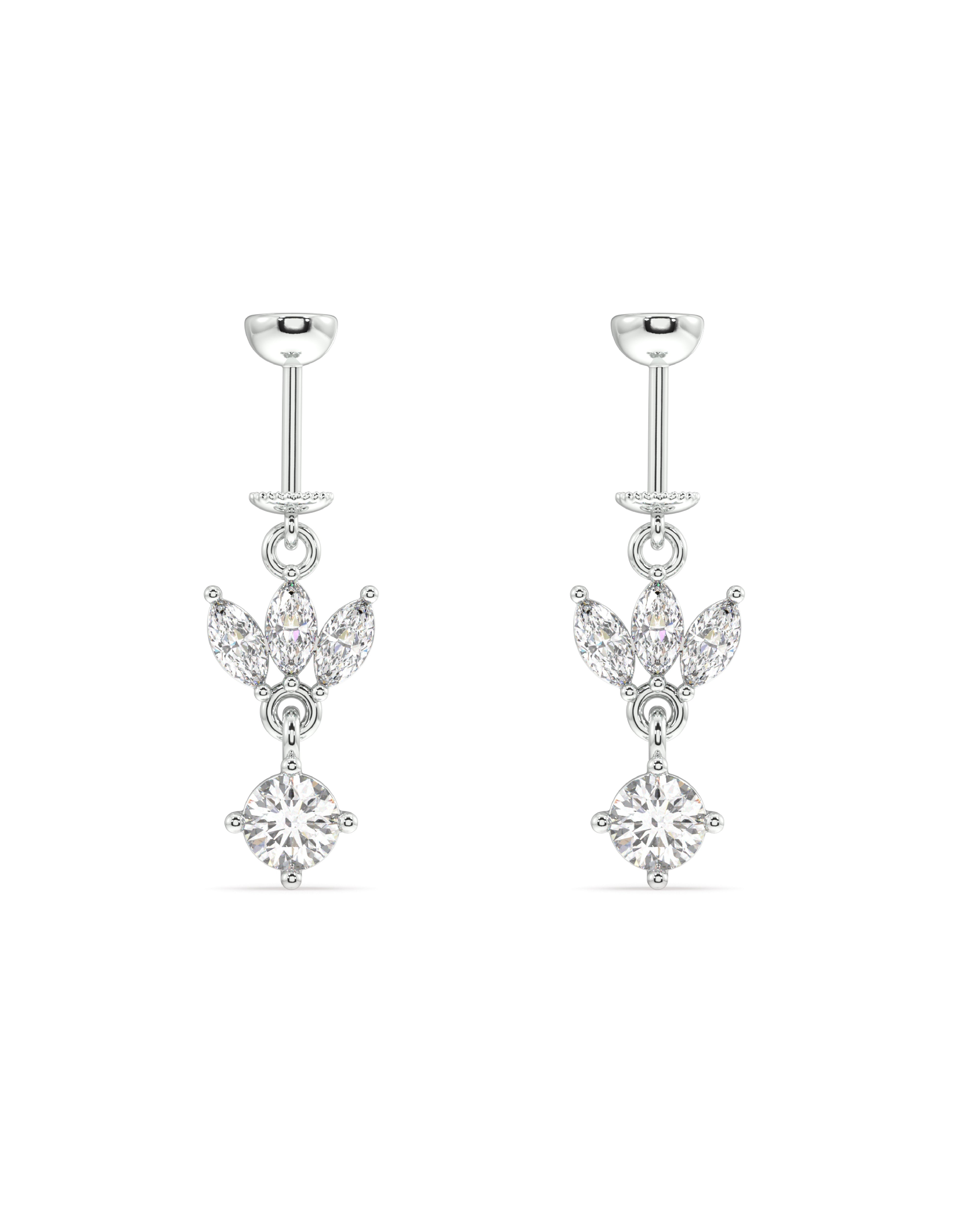 Lotus With Zircon Stone Drop Screw Helix Hanging Earrings