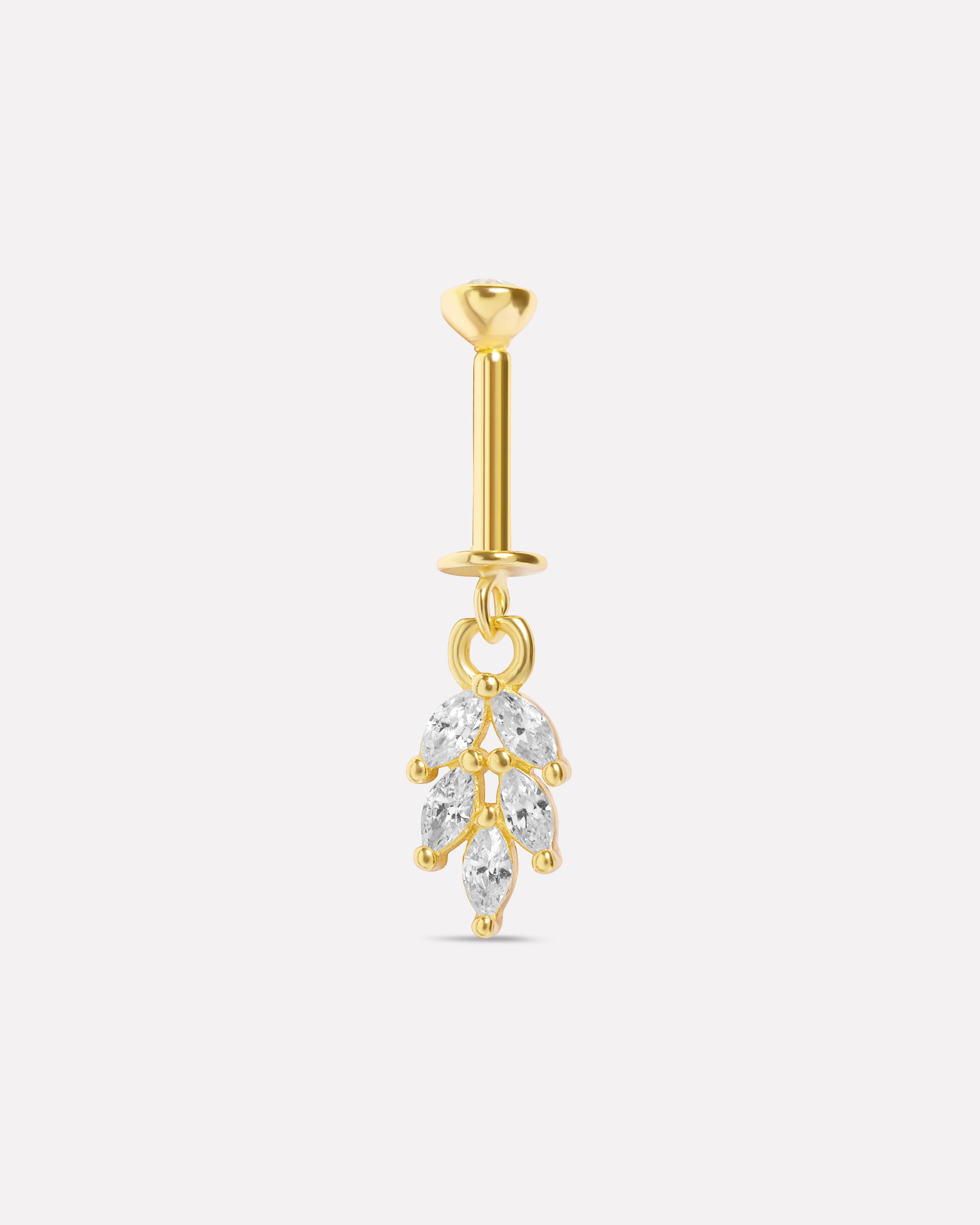 Zircon Leaf Screw Helix Hanging Earrings