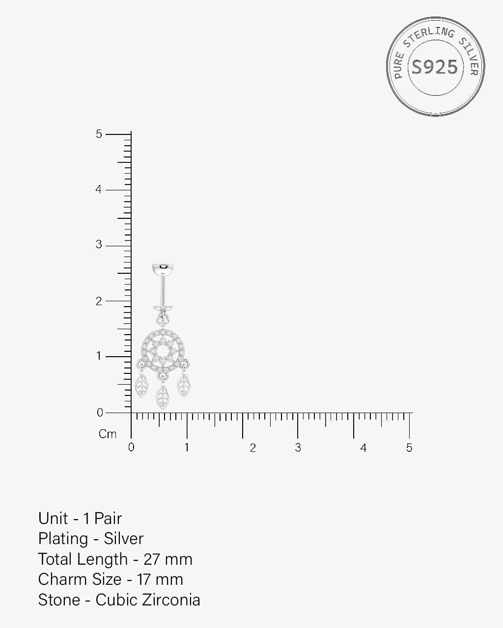 Zircon Paved Dreamcatcher Screw Helix Hanging Earrings