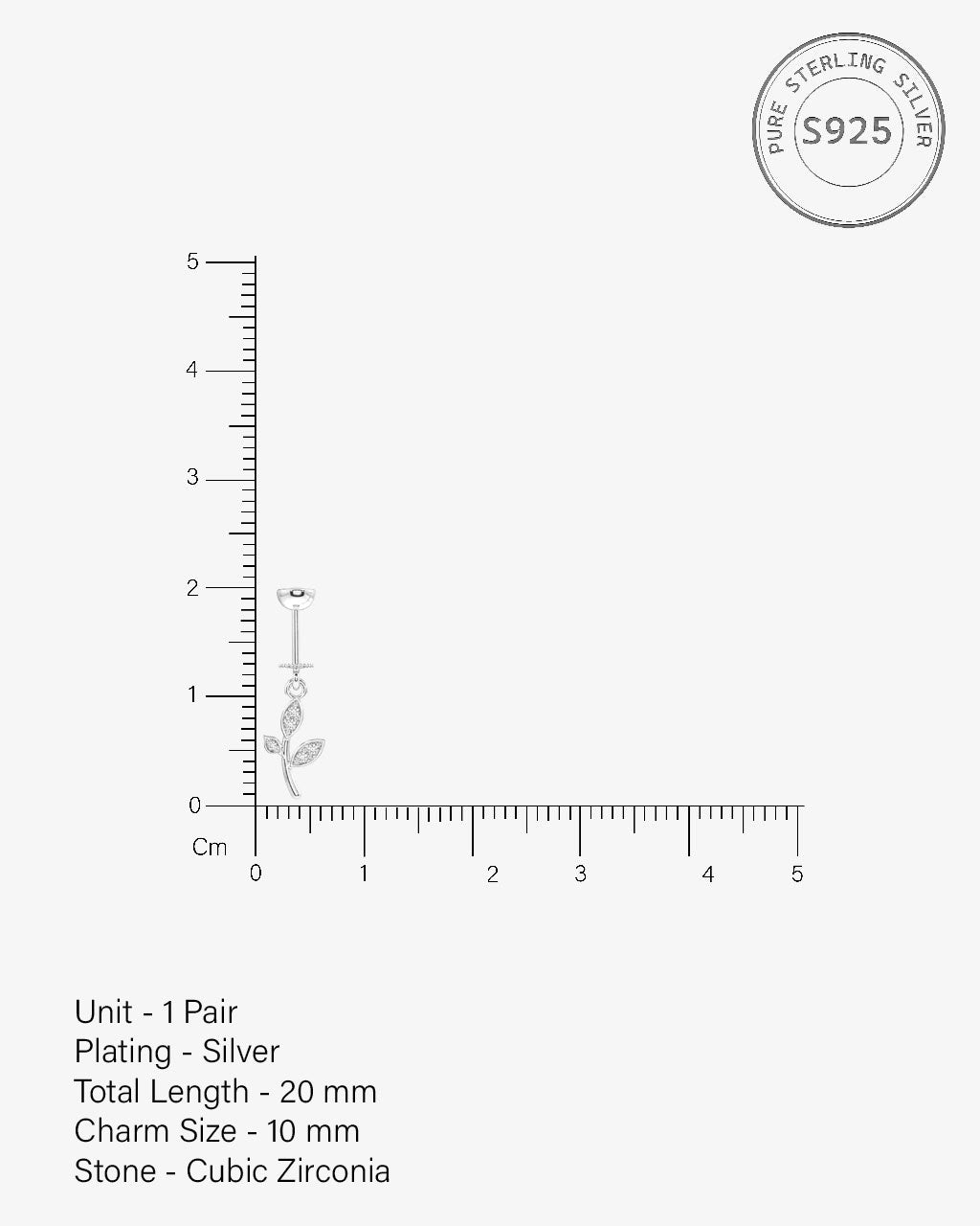 Zirconia Curve Leaf Charm Helix Hanging Earrings