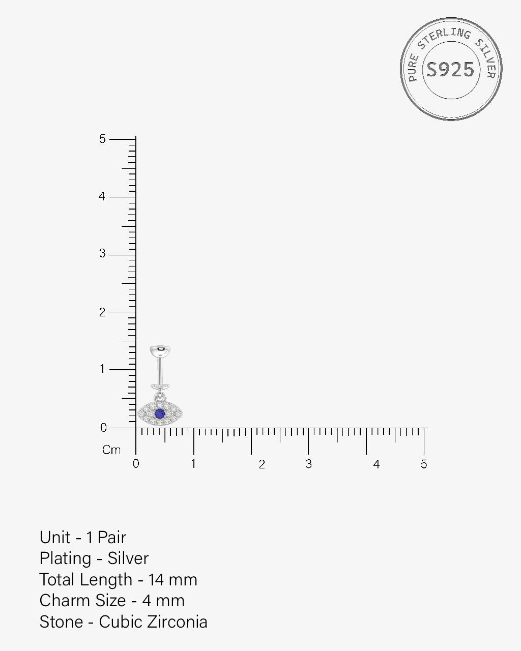 Zirconia Small Evil Eye Helix Hanging Earrings