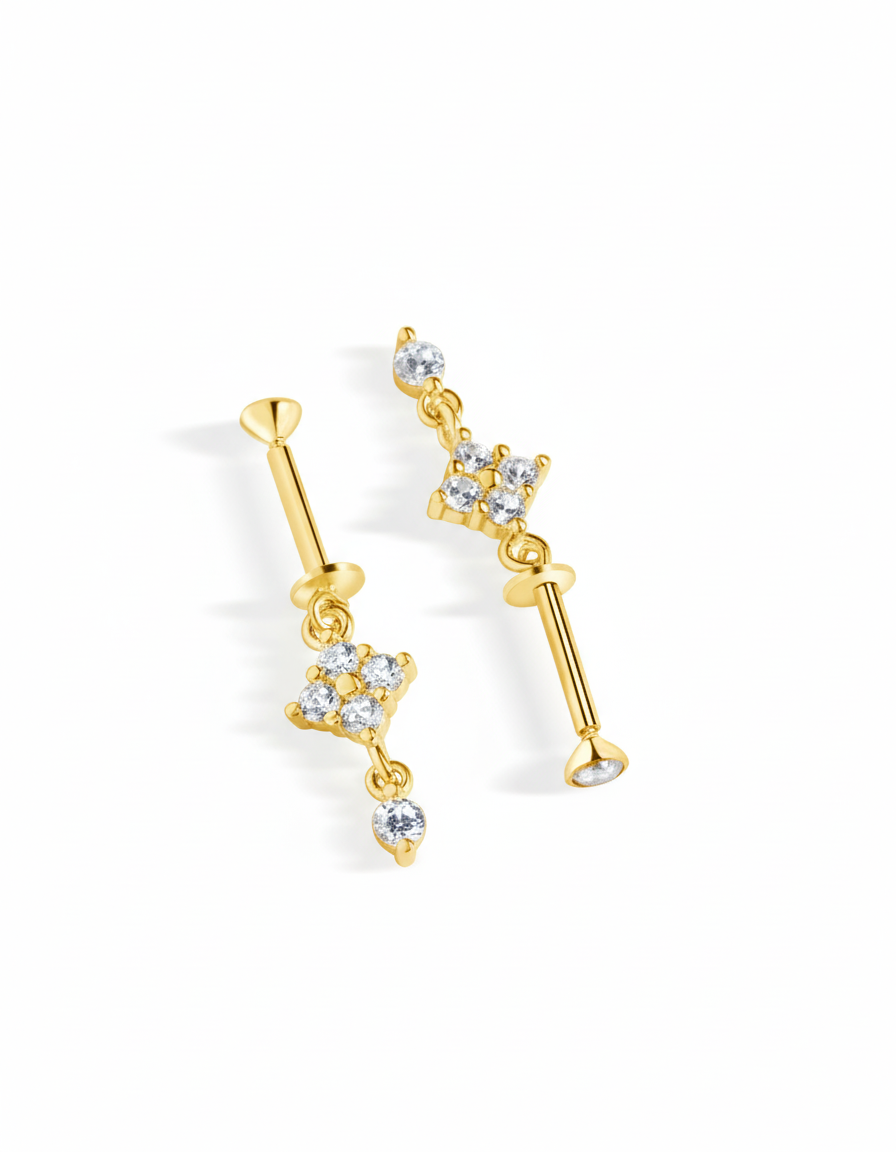 Floral Drop Helix Hanging Earrings