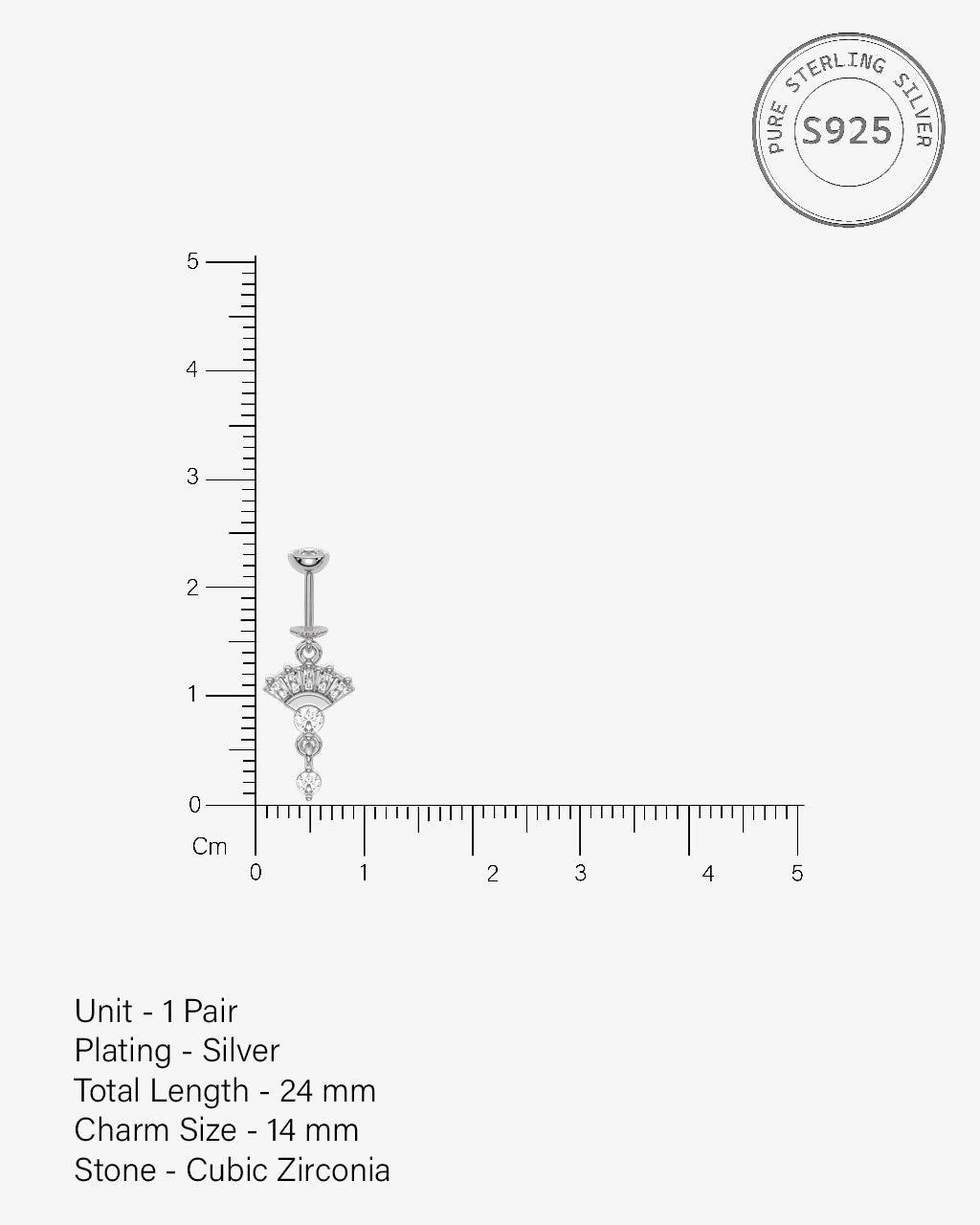 Zirconia Umbrella Helix Hanging Earrings