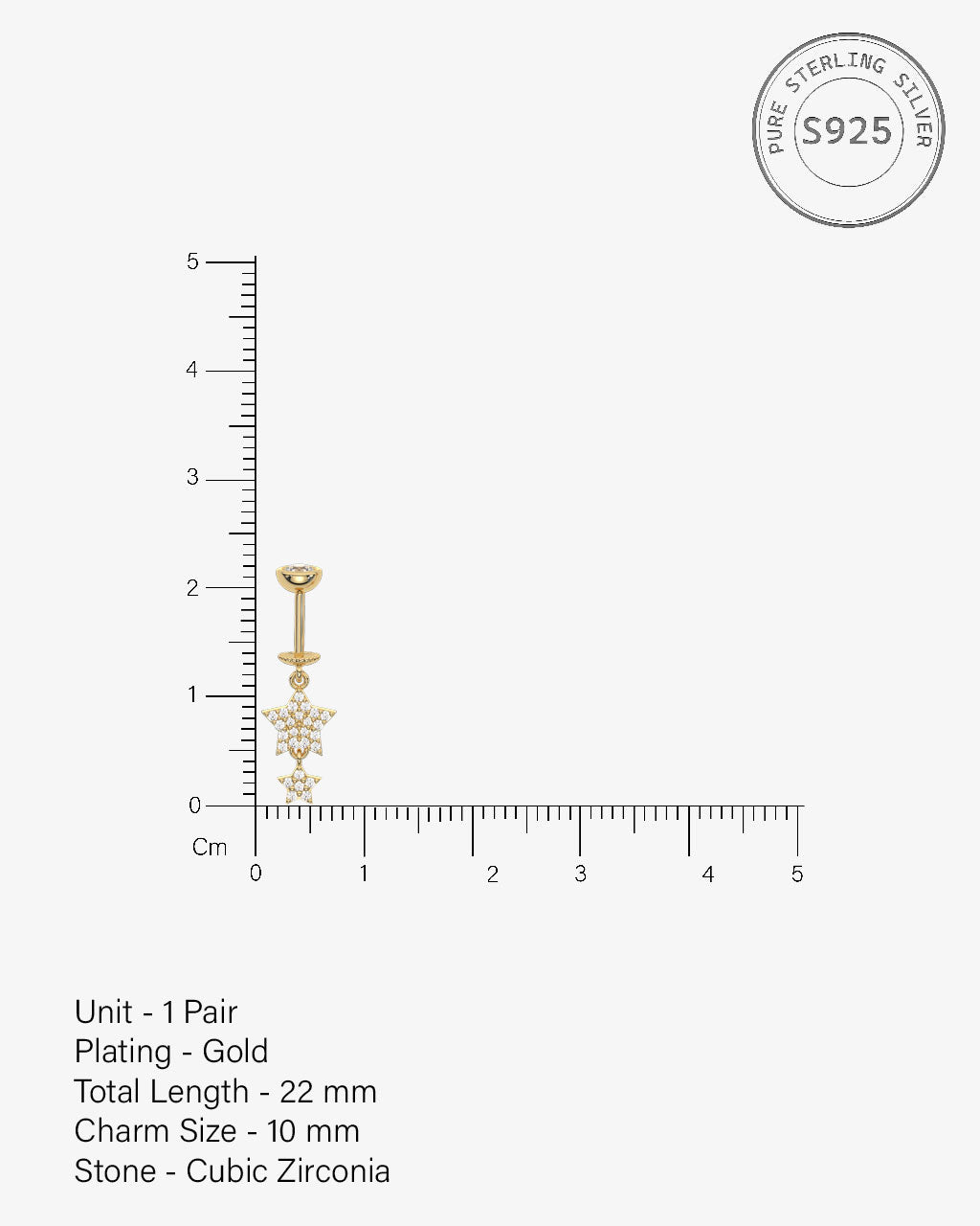 Zirconia Star Droplets Helix Hanging Earrings