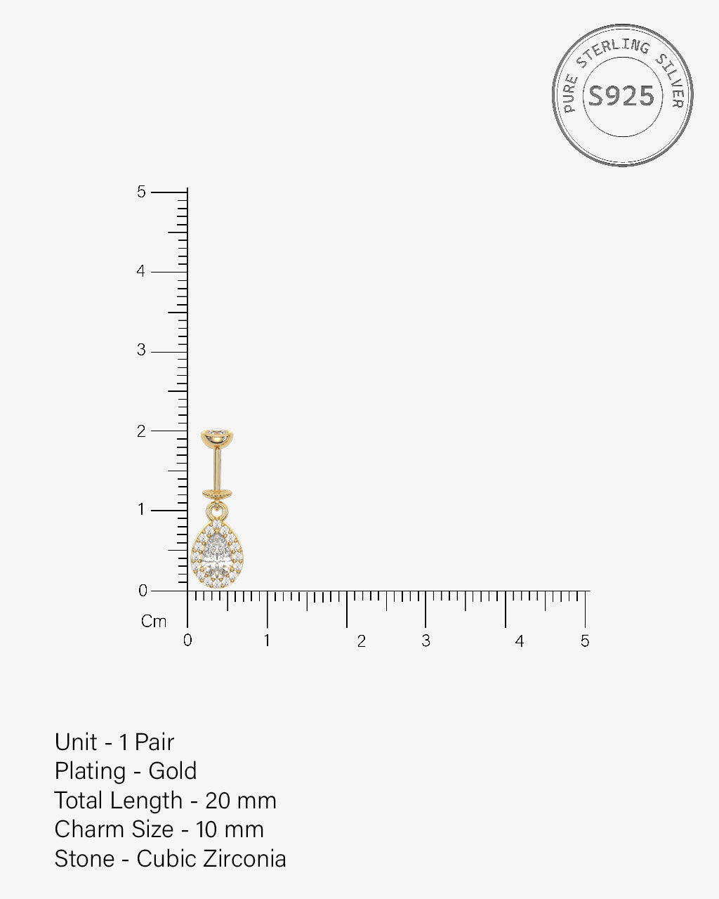 Solitaire Drop Helix Hanging Earrings